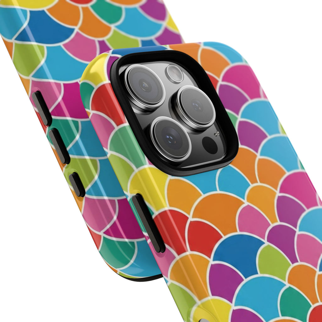 Colorful Scallop Pattern Phone Case Vibrant Protective Mermaid Scales Cover Eye-Catching Abstract Design for Samsung iPhone Pixel Models