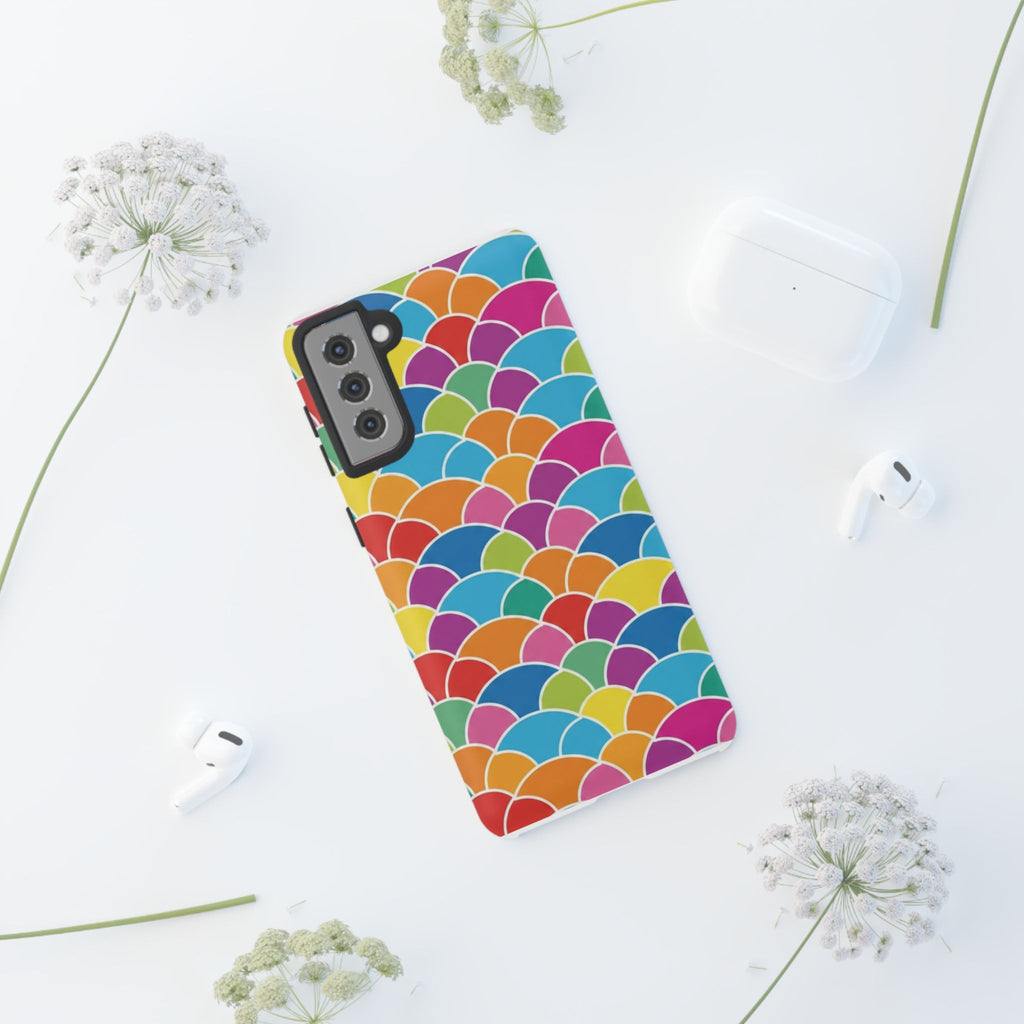 Colorful Scallop Pattern Phone Case Vibrant Protective Mermaid Scales Cover Eye-Catching Abstract Design for Samsung iPhone Pixel Models