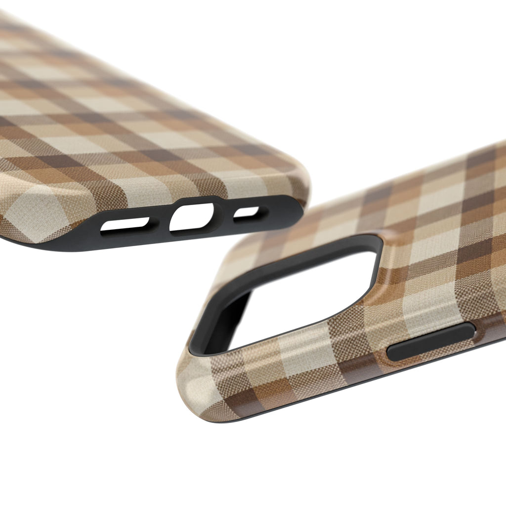 Brown Plaid Pattern Impact-Resistant Case | Checkered Phone Case