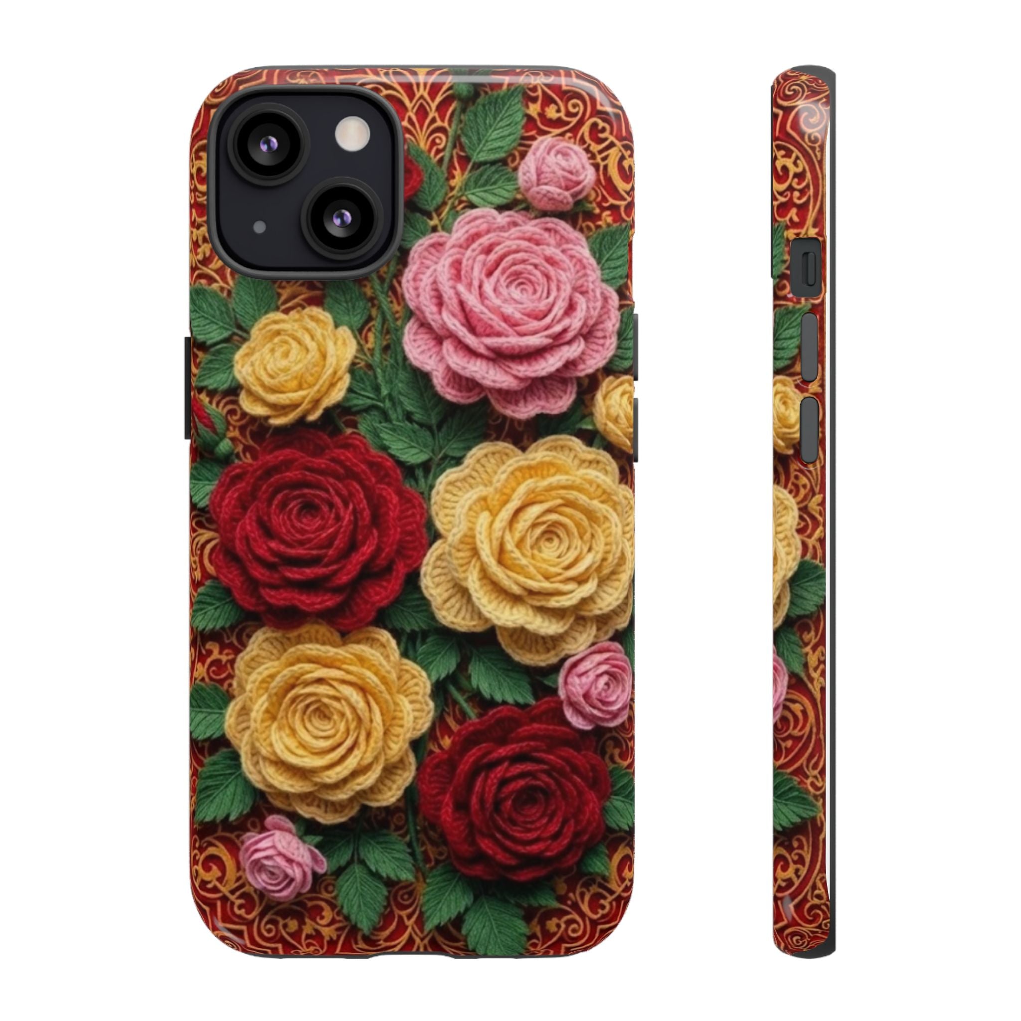 Yarn Vintage Rose Floral Phone Case Elegant Damask Pattern Smartphone Cover for Samsung Galaxy iOS Google Pixel