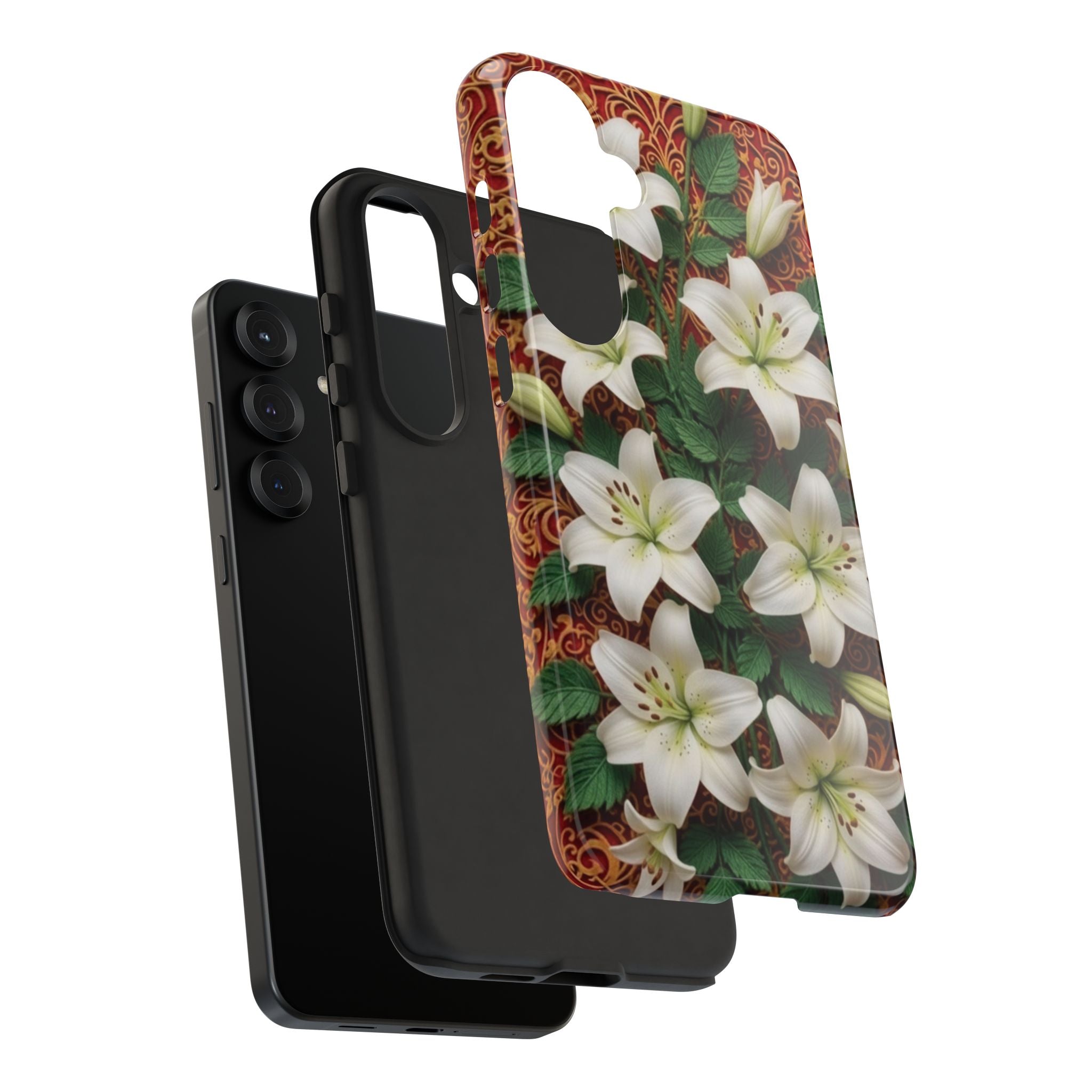 Luxury Lily Phone Case Elegant Floral Ornate Botanical Style Pristine White Bloom Motif Unique Accessory for iPhone Samsung Pixel Devices