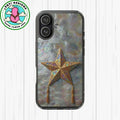 Golden Star Ornament Phone Case Mother of Pearl Background Nacre Texture Festive Celestial Decor Parol Inspired Shimmering Pearl Shell Gift