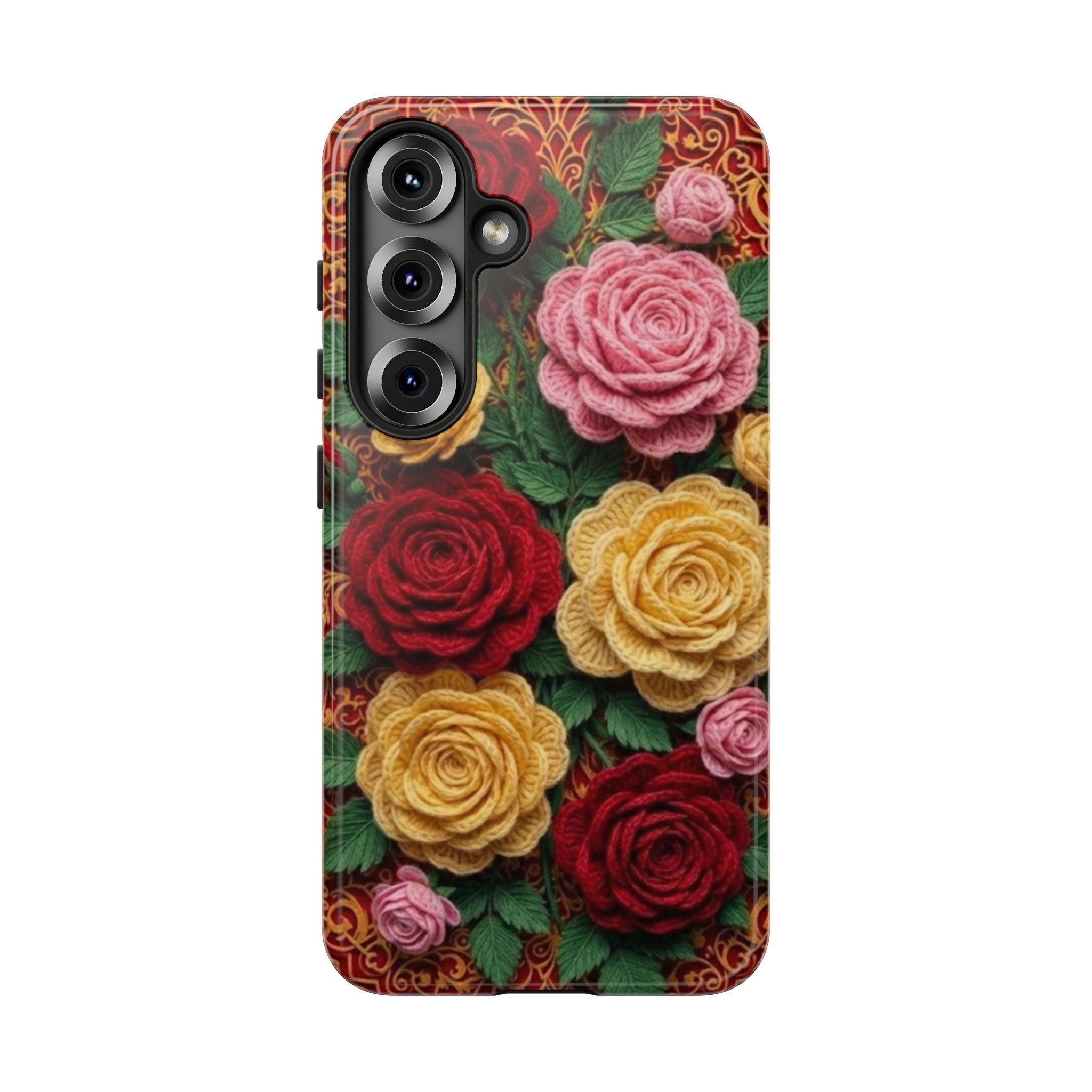 Yarn Vintage Rose Floral Phone Case Elegant Damask Pattern Smartphone Cover for Samsung Galaxy iOS Google Pixel