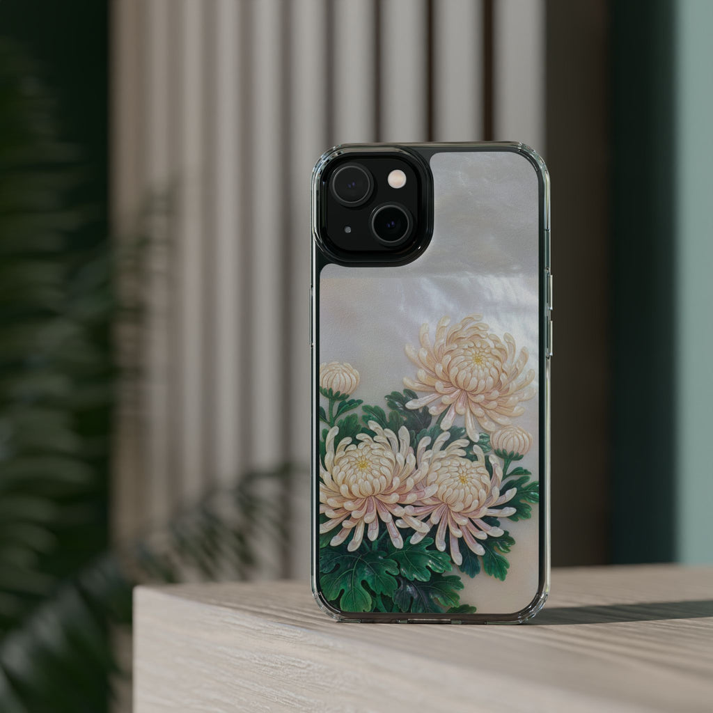 Mother of pearl inlay Phone Case Nacre art panel Chinese mother of pearl flowers Chrysanthemum wall art design elegant luxury  gift