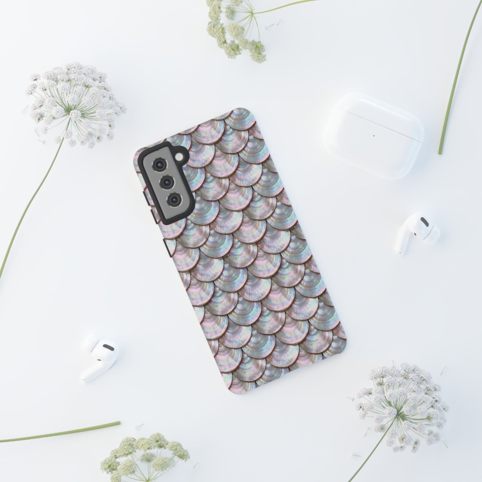 Mother of Pearl Scallop Scale Phone Case — Luxury Galaxy iPhone & Pixel