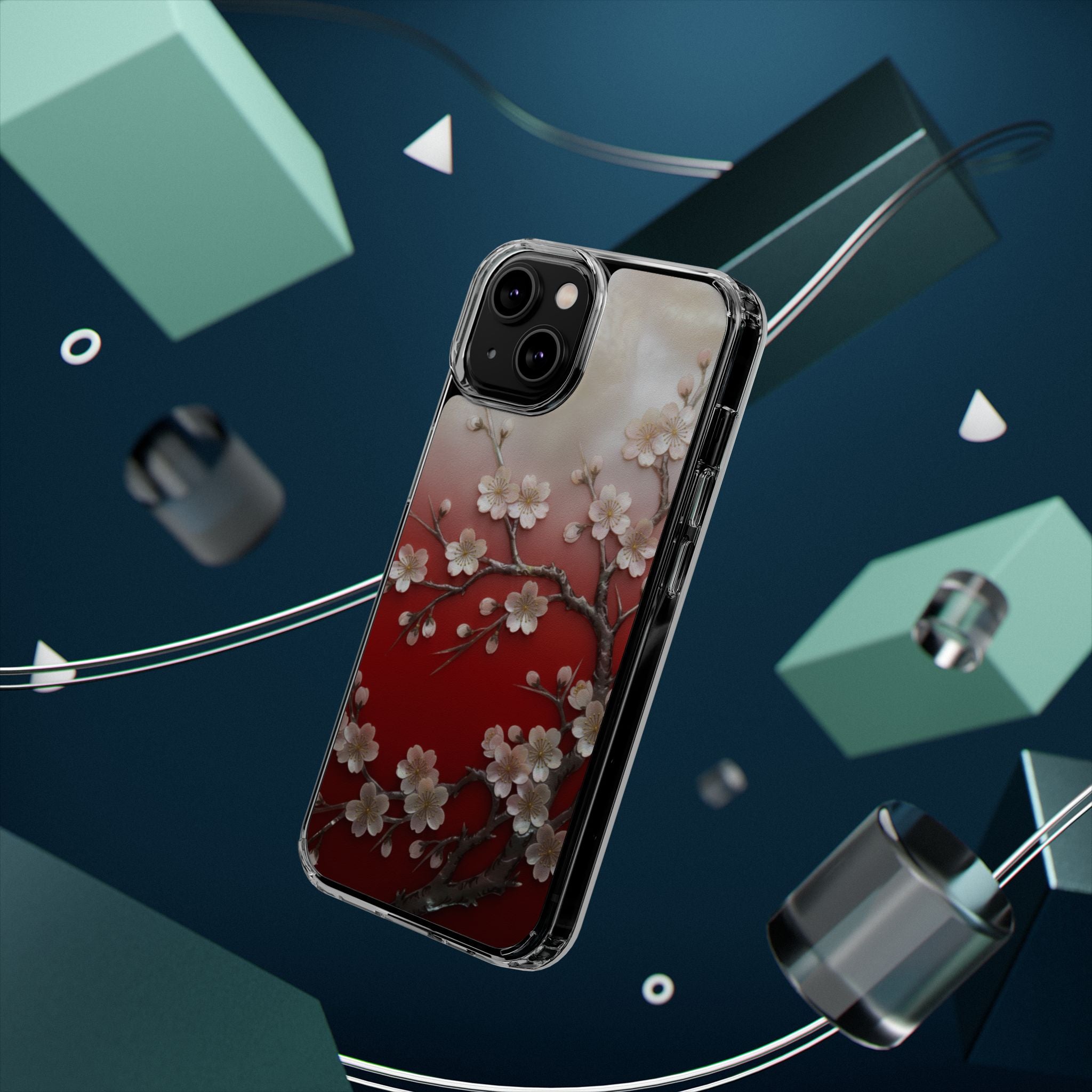 Mother of Pearl Floral Phone Case Elegant Sakura Design Asian Inspired Shell Inlay Artwork Japanese Blossom Decor Mobile Cover