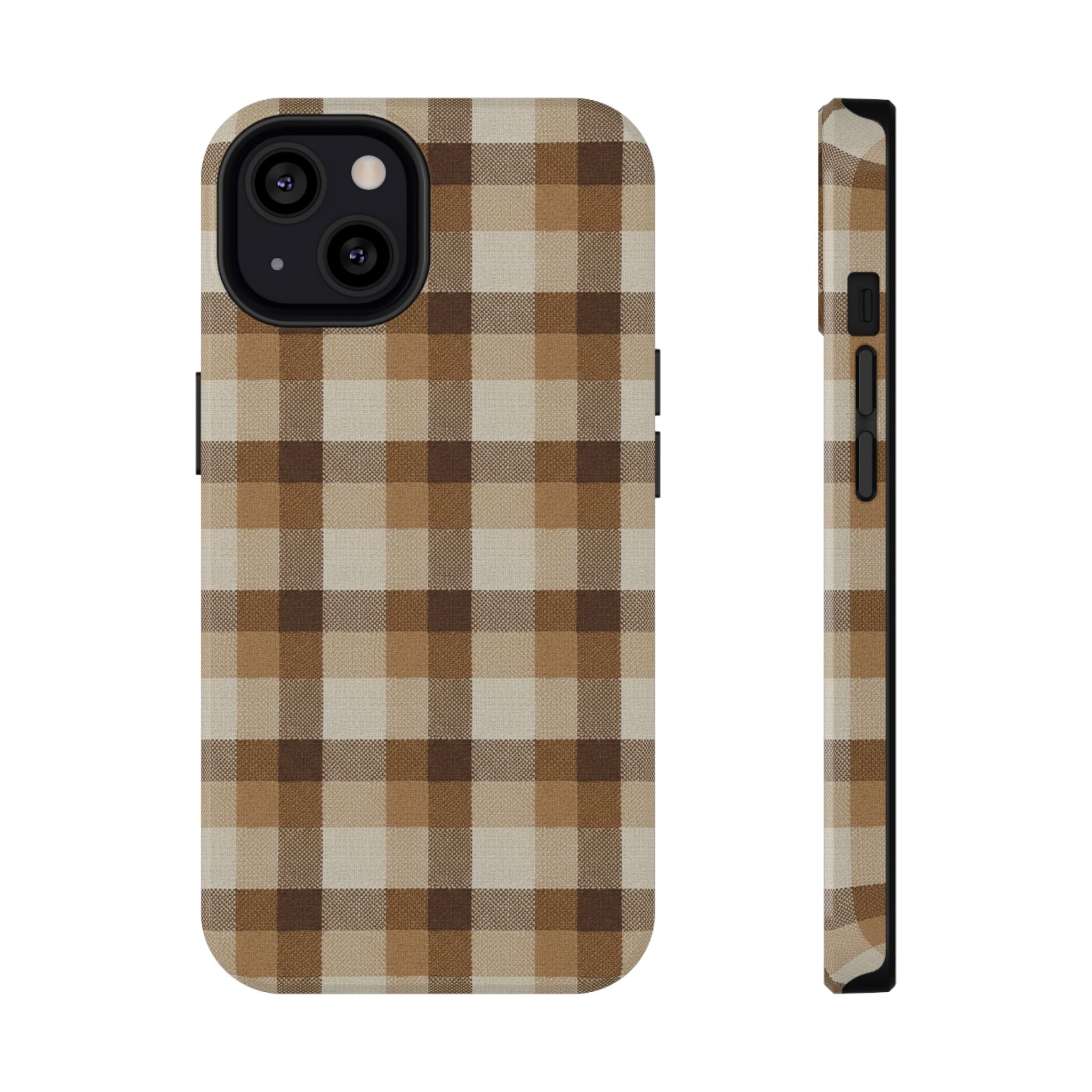 Brown Plaid Pattern Impact-Resistant Case | Checkered Phone Case