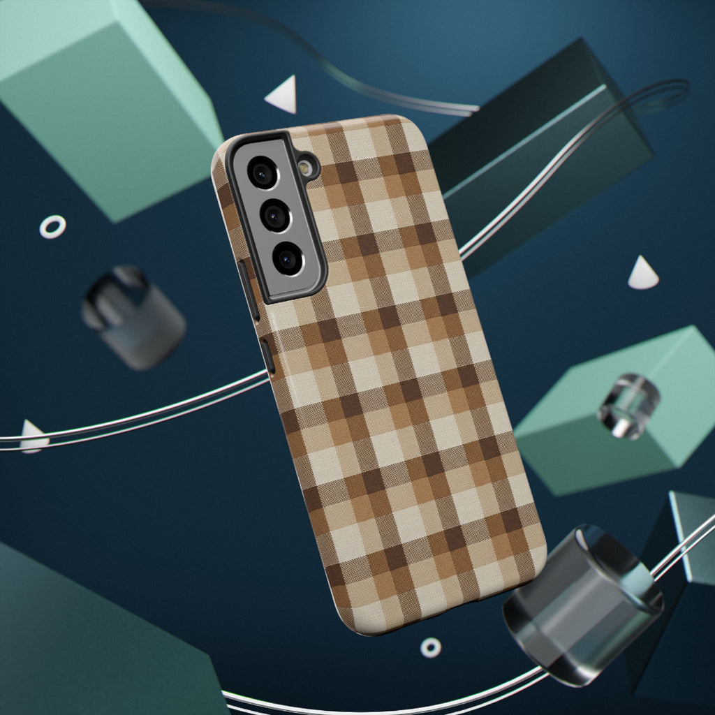 Brown Plaid Pattern Impact-Resistant Case | Checkered Phone Case