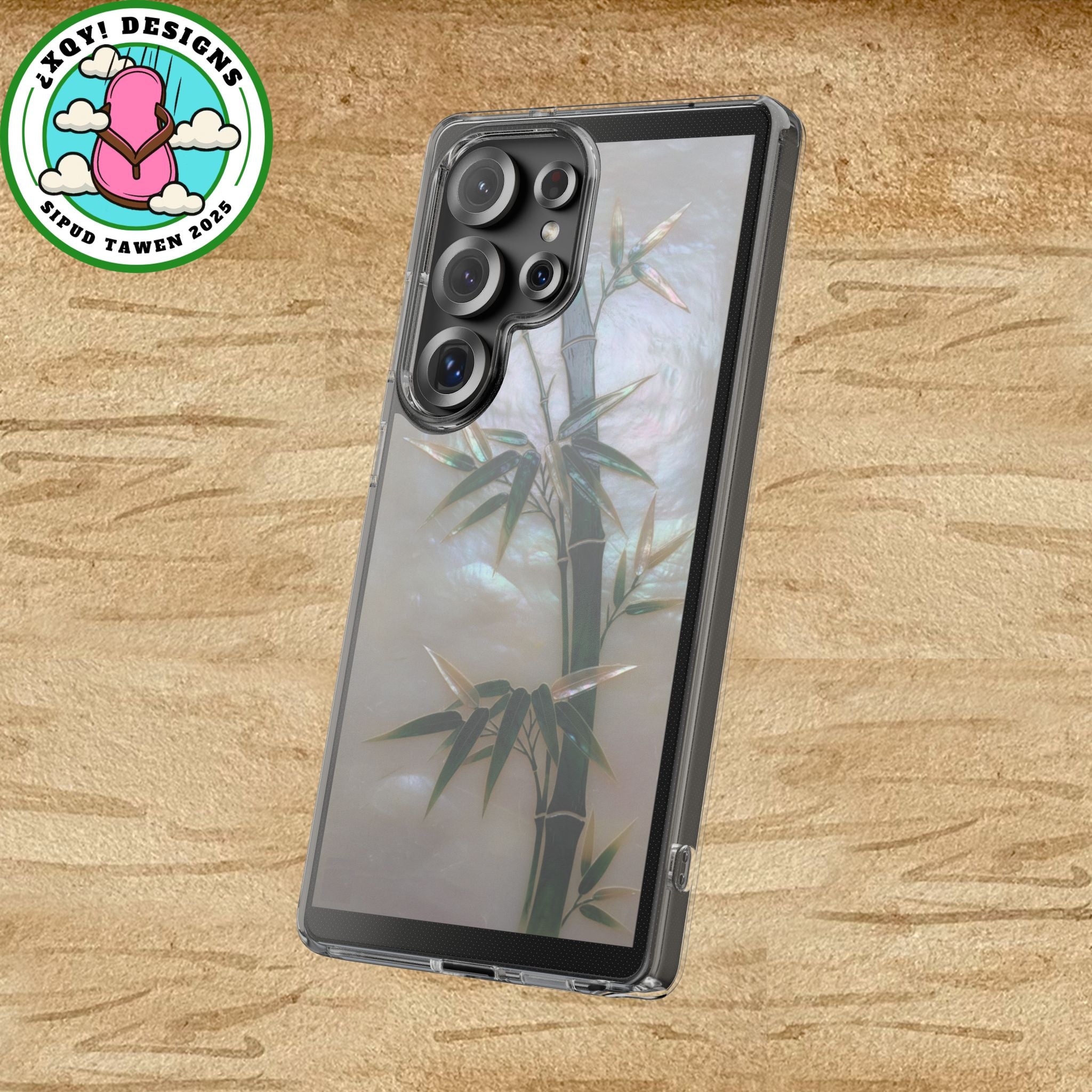 Phone Case, Mother of Pearl Bamboo Floral Design Impact-Resistant Cover, Protective Shell, Unique Gift, Accessories