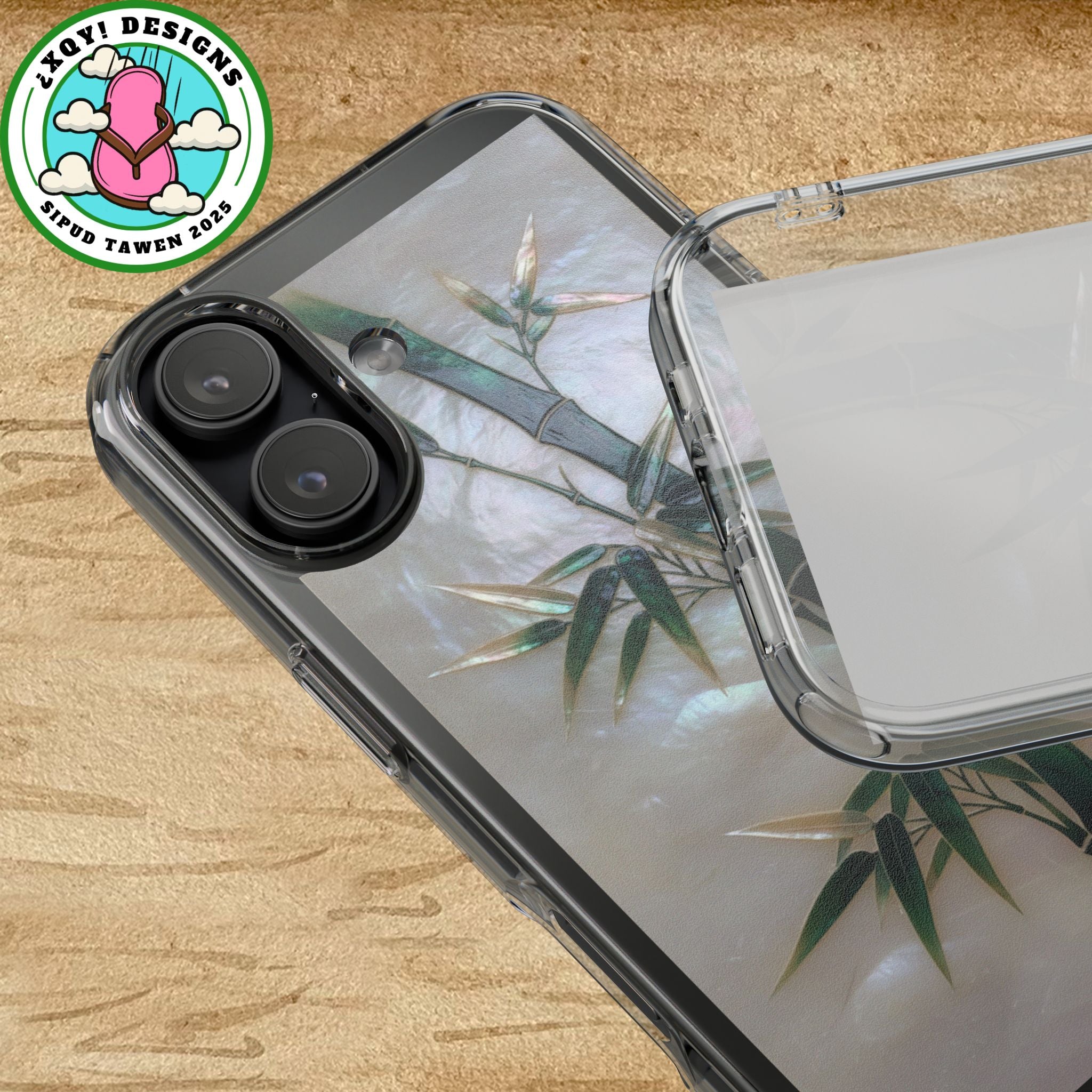 Phone Case, Mother of Pearl Bamboo Floral Design Impact-Resistant Cover, Protective Shell, Unique Gift, Accessories