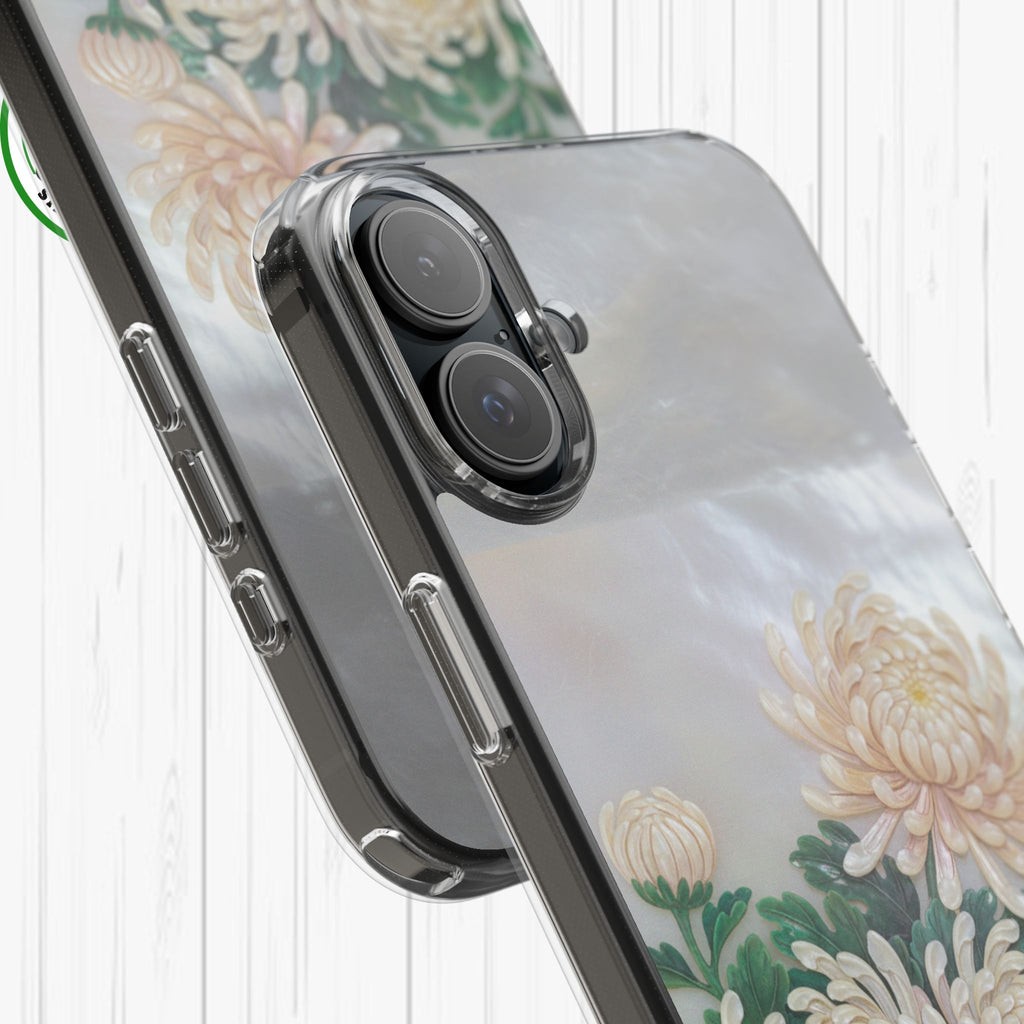 Mother of pearl inlay Phone Case Nacre art panel Chinese mother of pearl flowers Chrysanthemum wall art design elegant luxury  gift