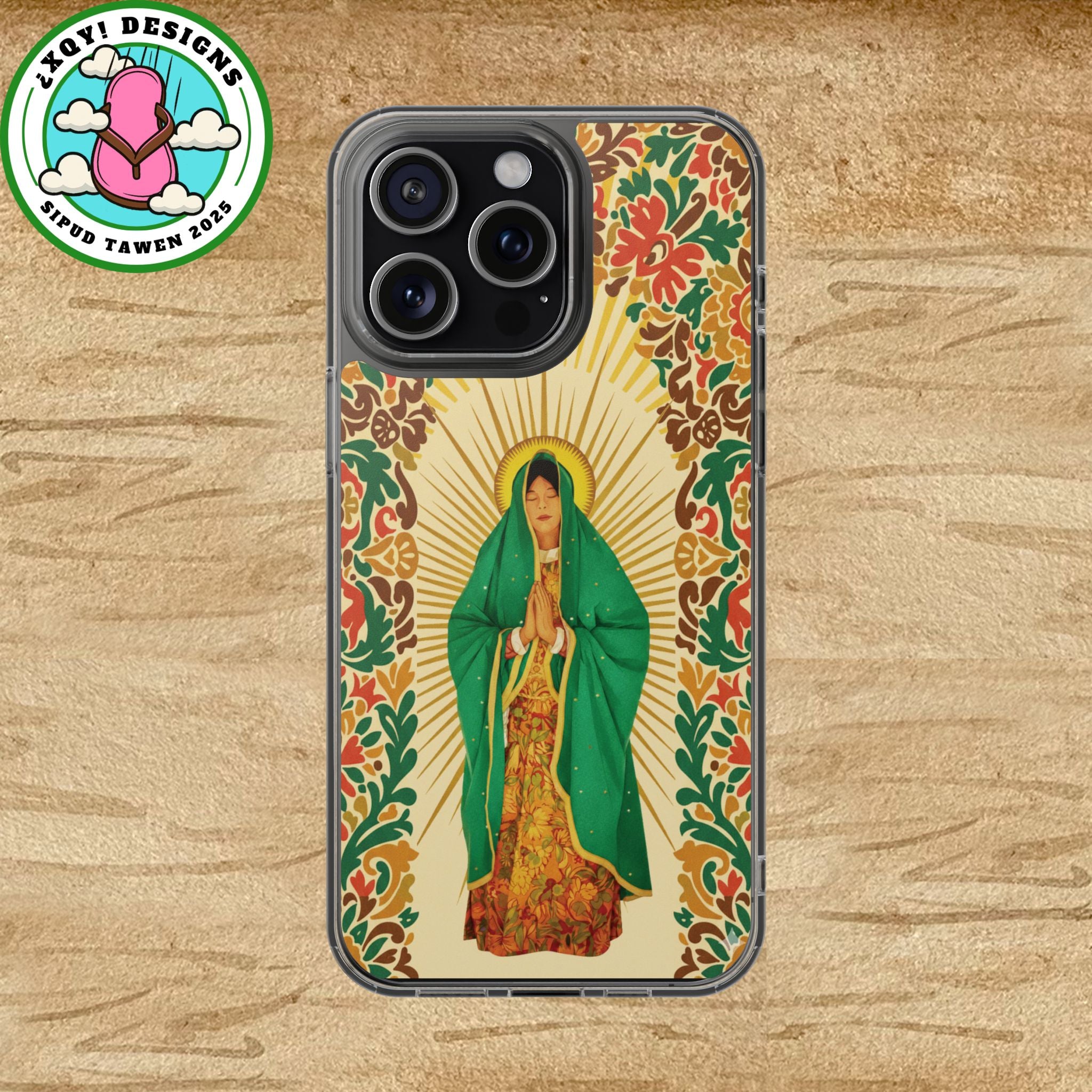Virgin of Guadalupe Phone Case — Cut-Paper Style Religious Christian iPhone Samsung Pixel