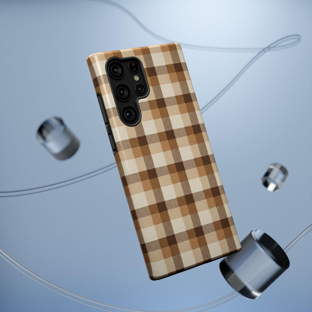 Brown Plaid Pattern Impact-Resistant Case | Checkered Phone Case
