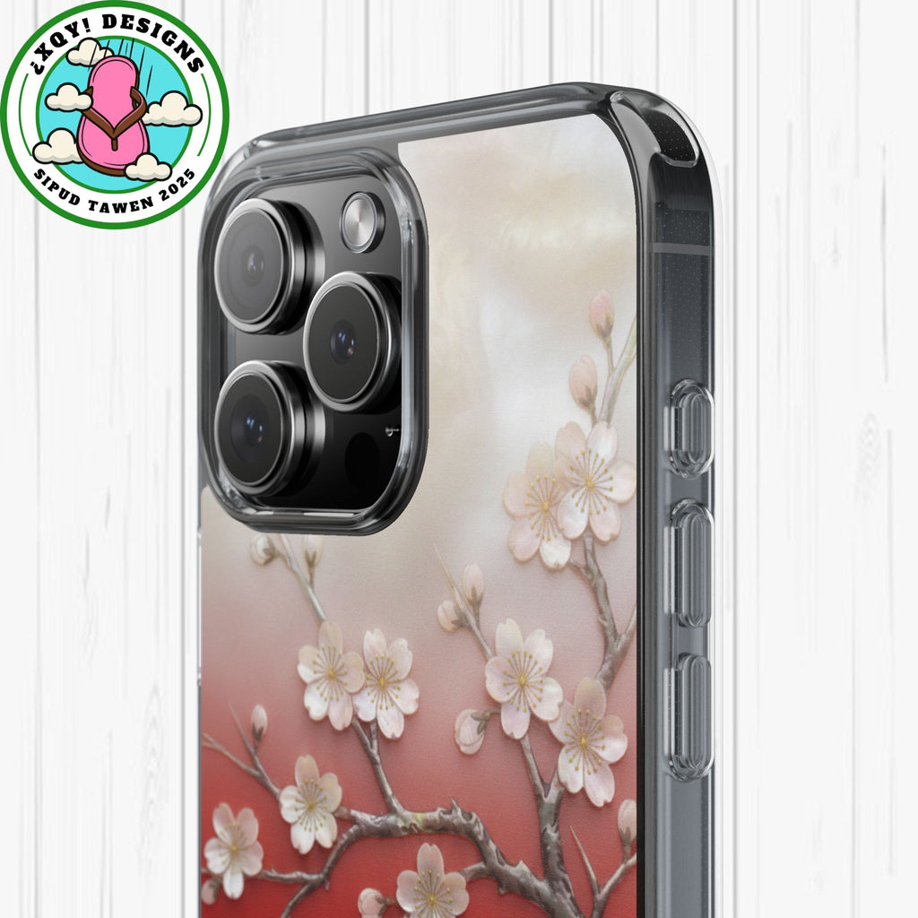 Mother of Pearl Floral Phone Case Elegant Sakura Design Asian Inspired Shell Inlay Artwork Japanese Blossom Decor Mobile Cover