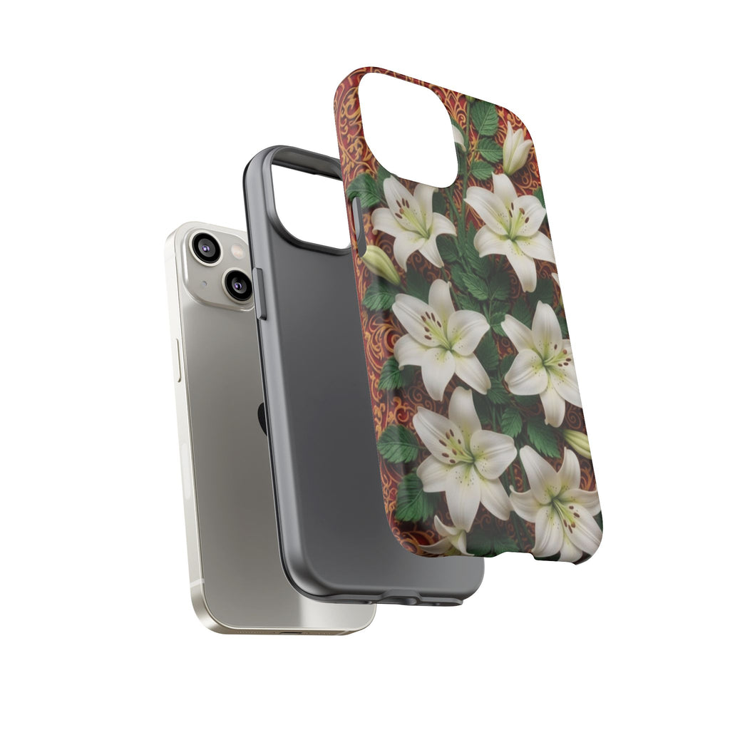 Luxury Lily Phone Case Elegant Floral Ornate Botanical Style Pristine White Bloom Motif Unique Accessory for iPhone Samsung Pixel Devices