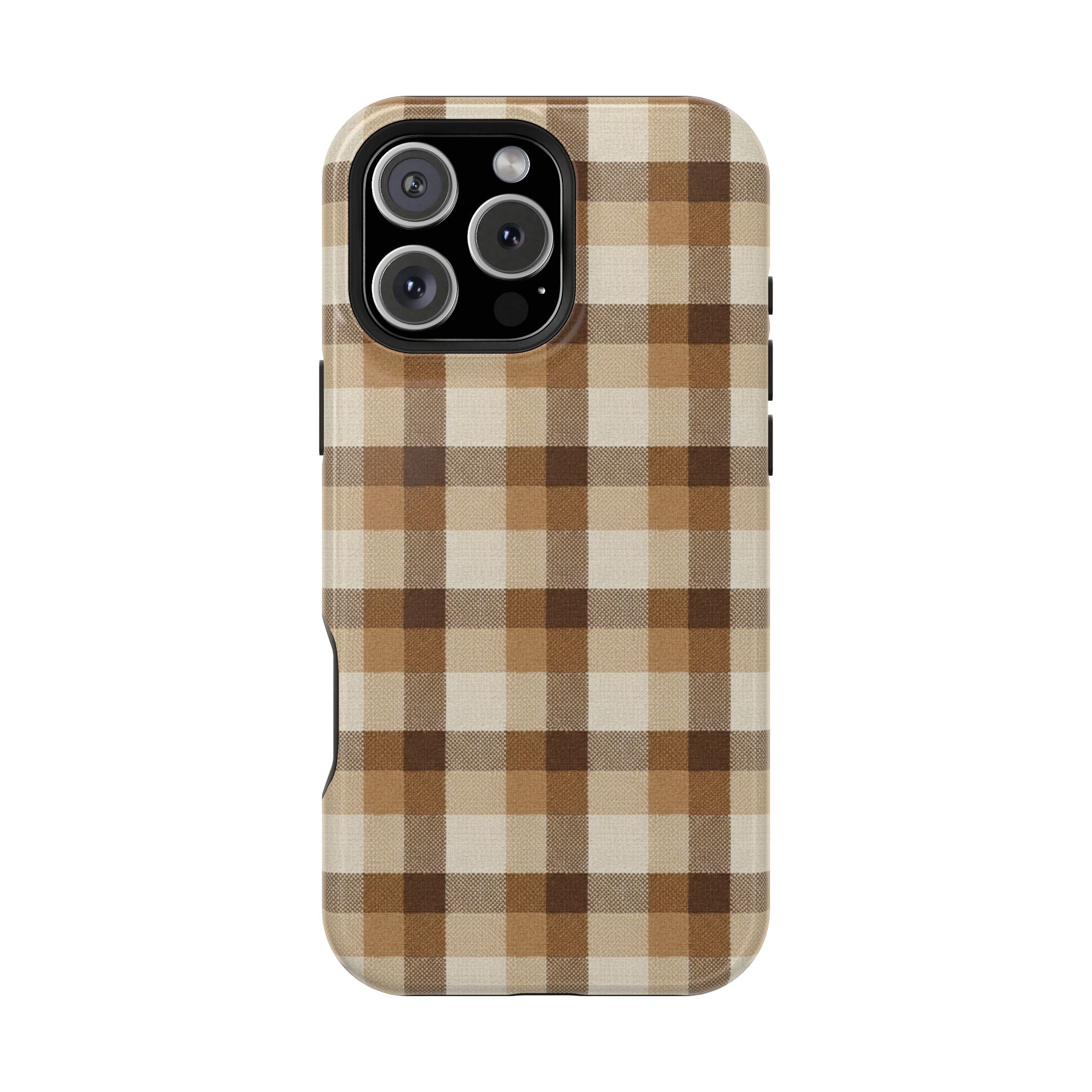 Brown Plaid Pattern Impact-Resistant Case | Checkered Phone Case