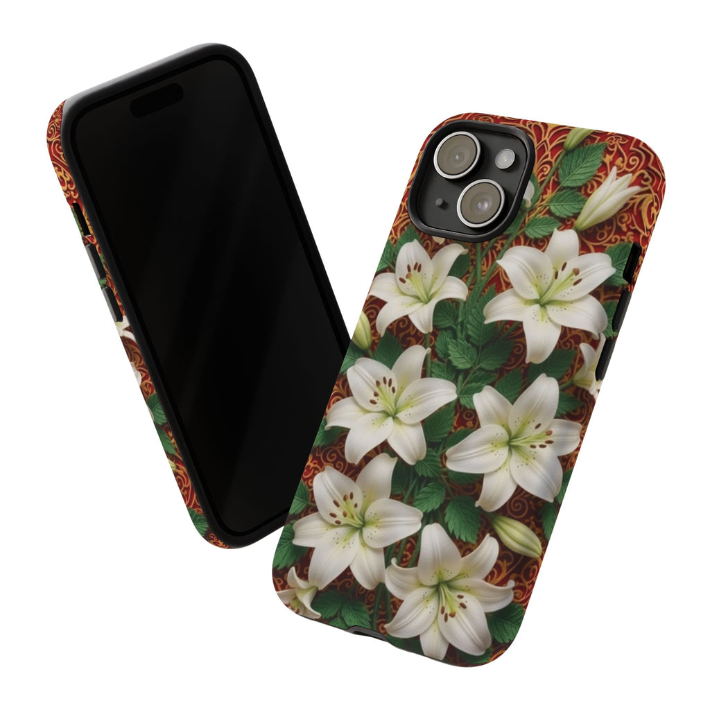 Luxury Lily Phone Case Elegant Floral Ornate Botanical Style Pristine White Bloom Motif Unique Accessory for iPhone Samsung Pixel Devices