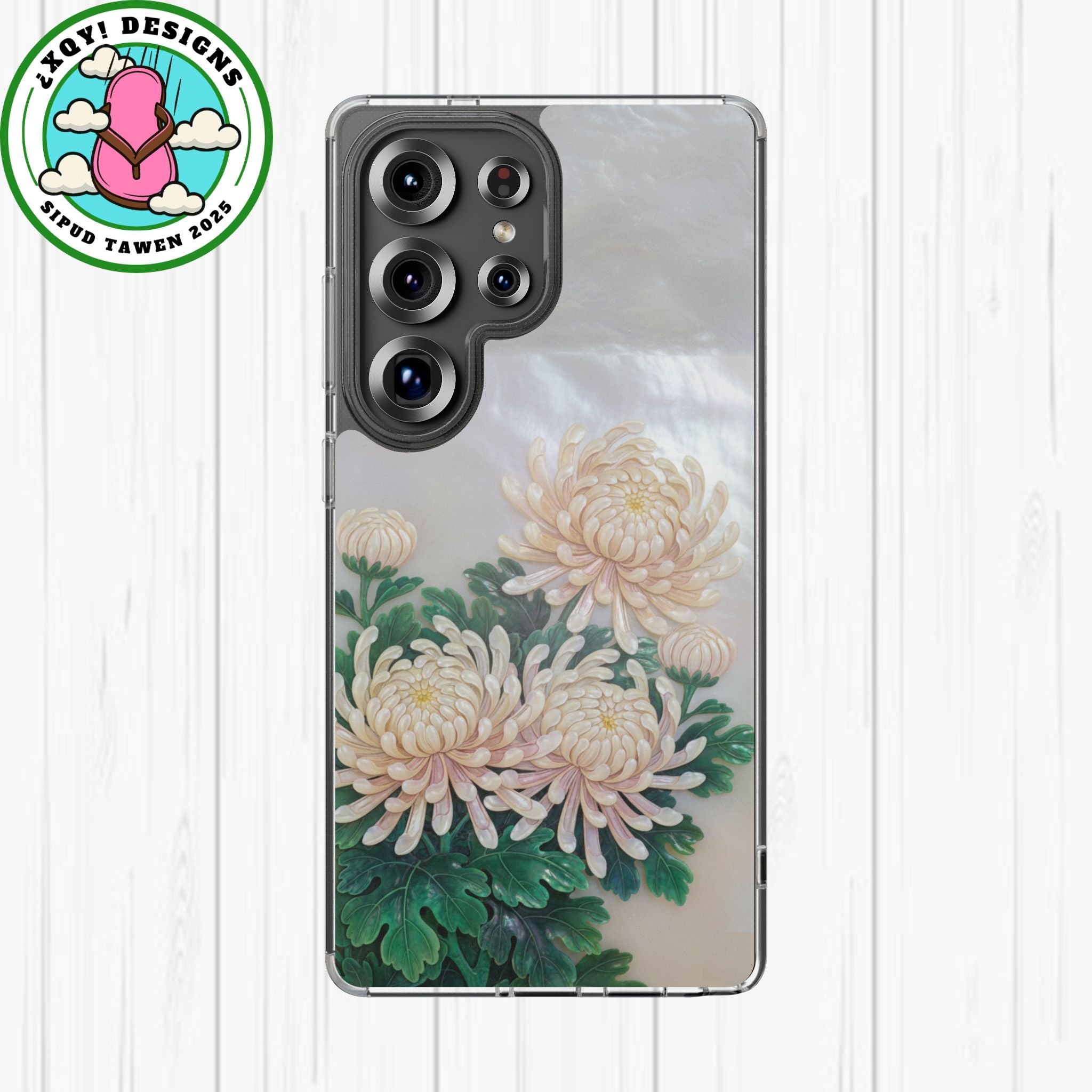 Mother of pearl inlay Phone Case Nacre art panel Chinese mother of pearl flowers Chrysanthemum wall art design elegant luxury  gift