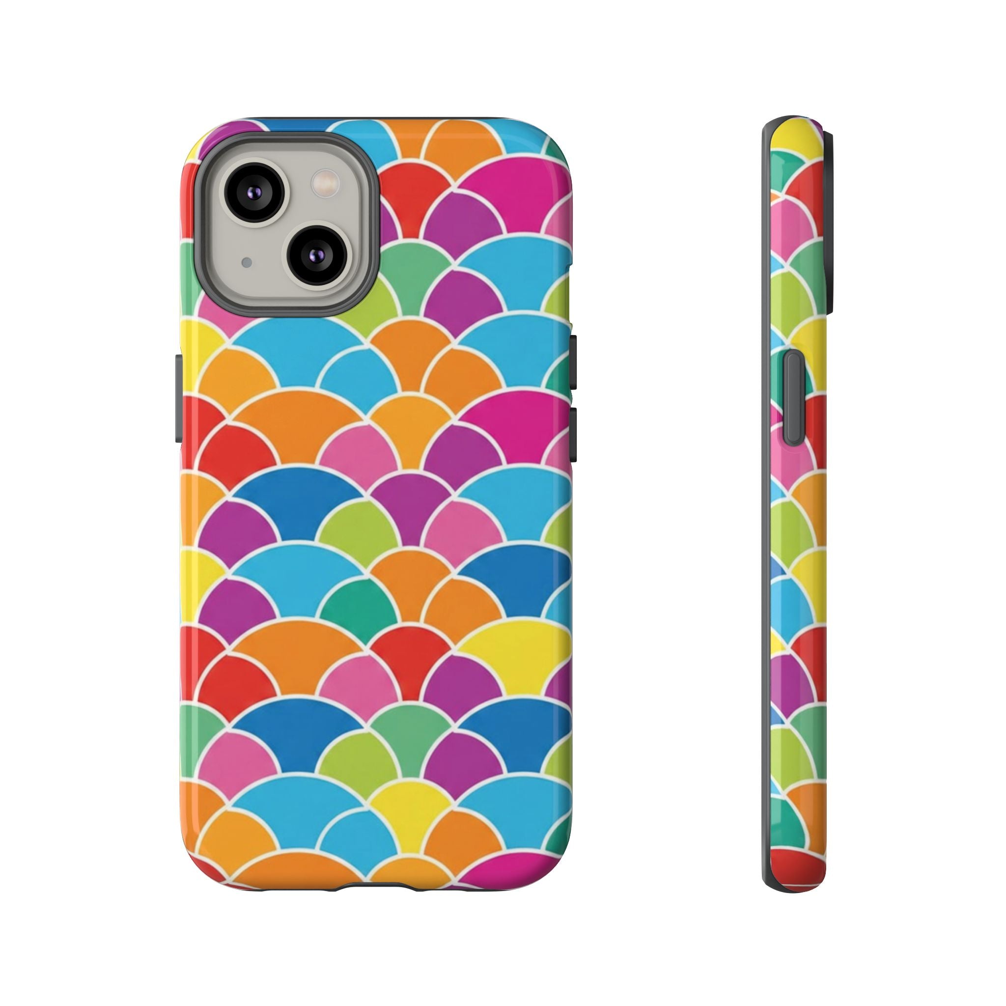 Colorful Scallop Pattern Phone Case Vibrant Protective Mermaid Scales Cover Eye-Catching Abstract Design for Samsung iPhone Pixel Models