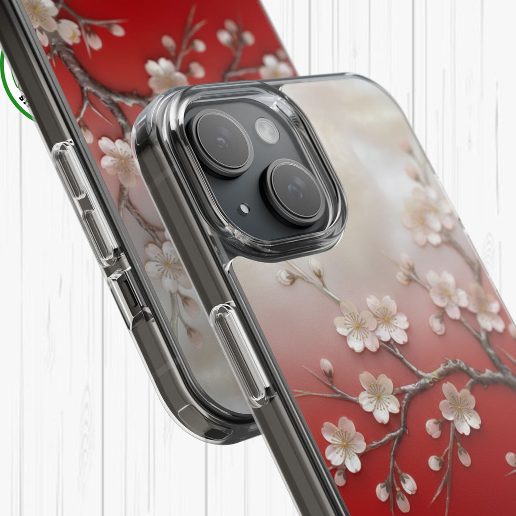 Mother of Pearl Floral Phone Case Elegant Sakura Design Asian Inspired Shell Inlay Artwork Japanese Blossom Decor Mobile Cover
