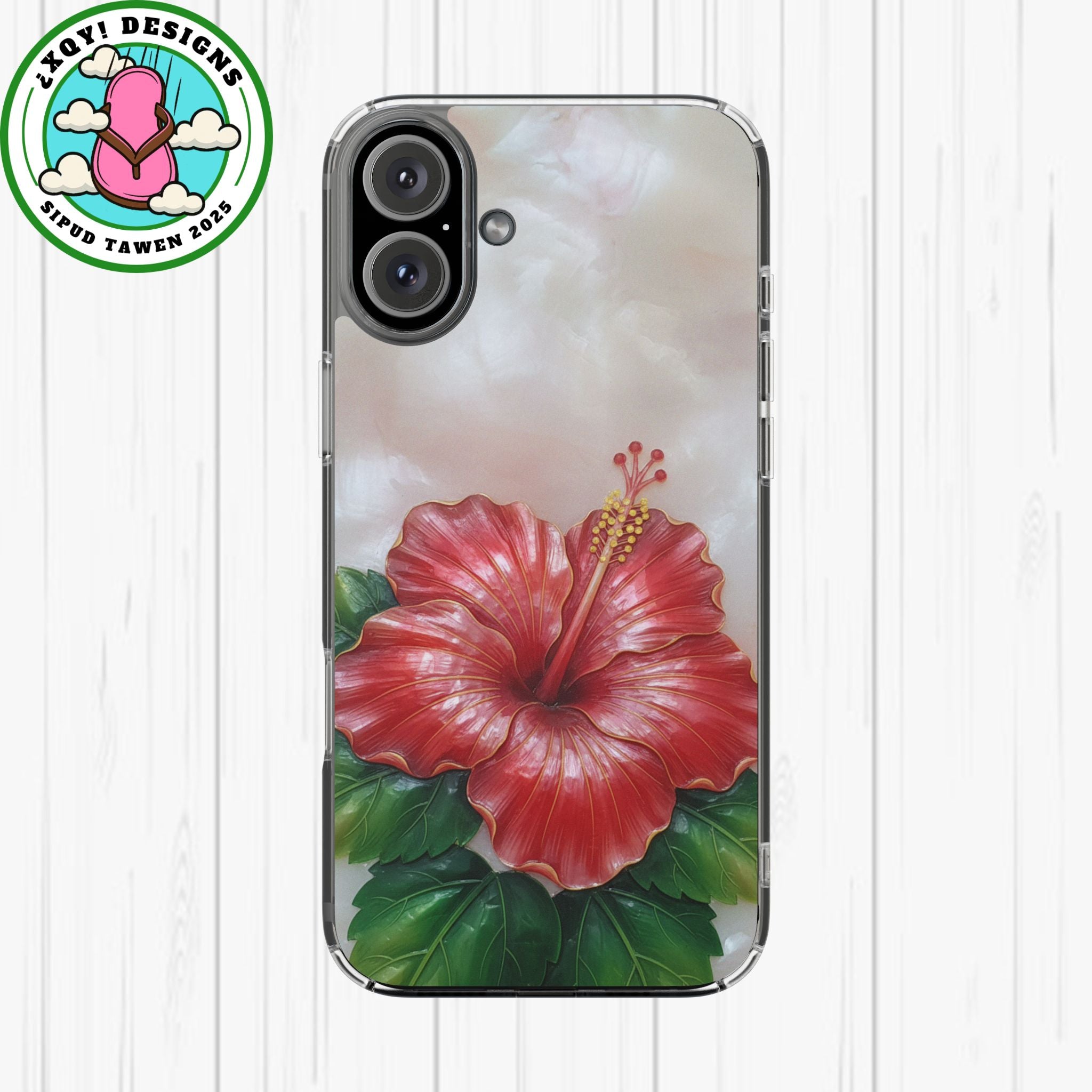 Unique Red flower art Phone Case Floral relief carving Red hibiscus sculpture Decorative tropical flower decor vibrant artistic