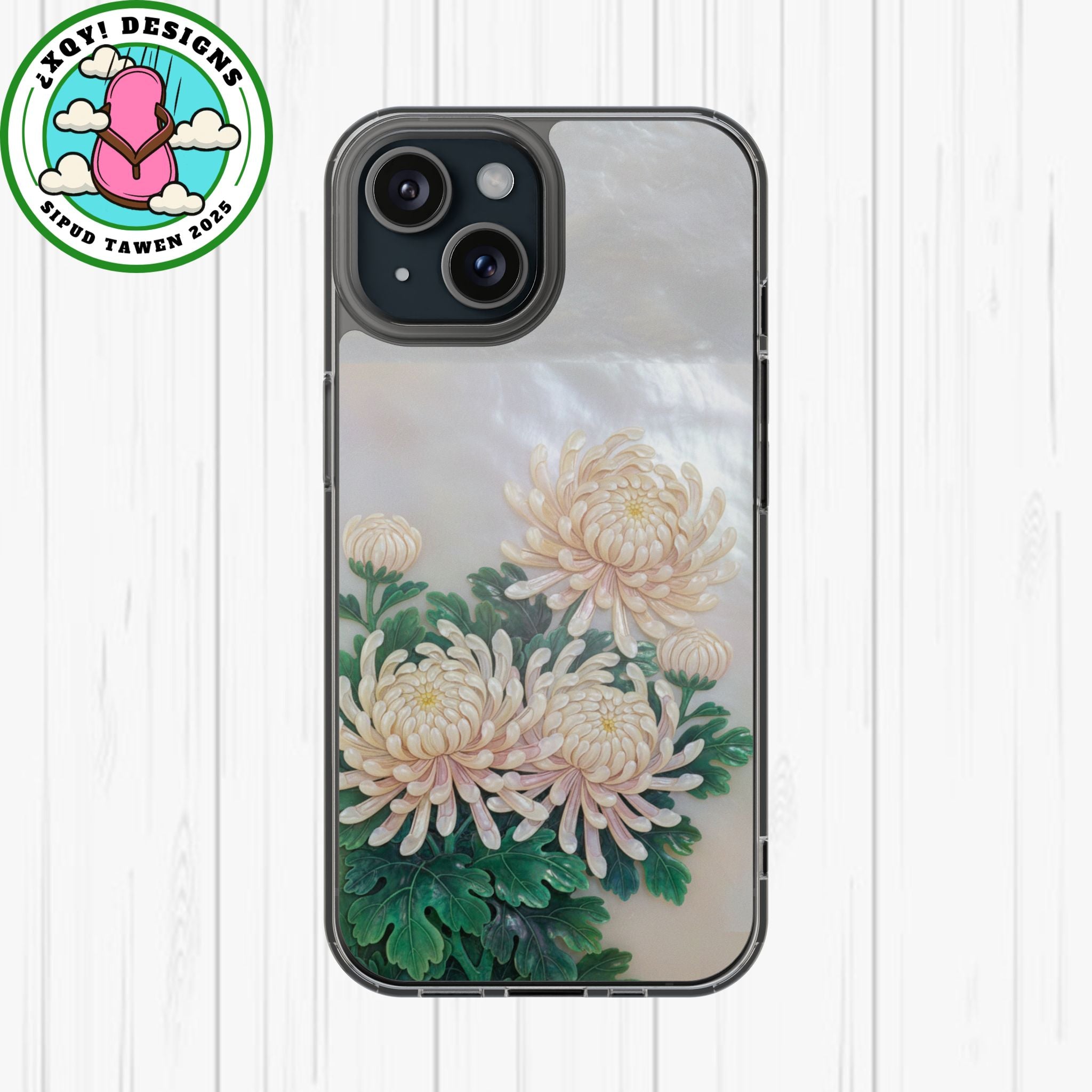 Mother of pearl inlay Phone Case Nacre art panel Chinese mother of pearl flowers Chrysanthemum wall art design elegant luxury  gift