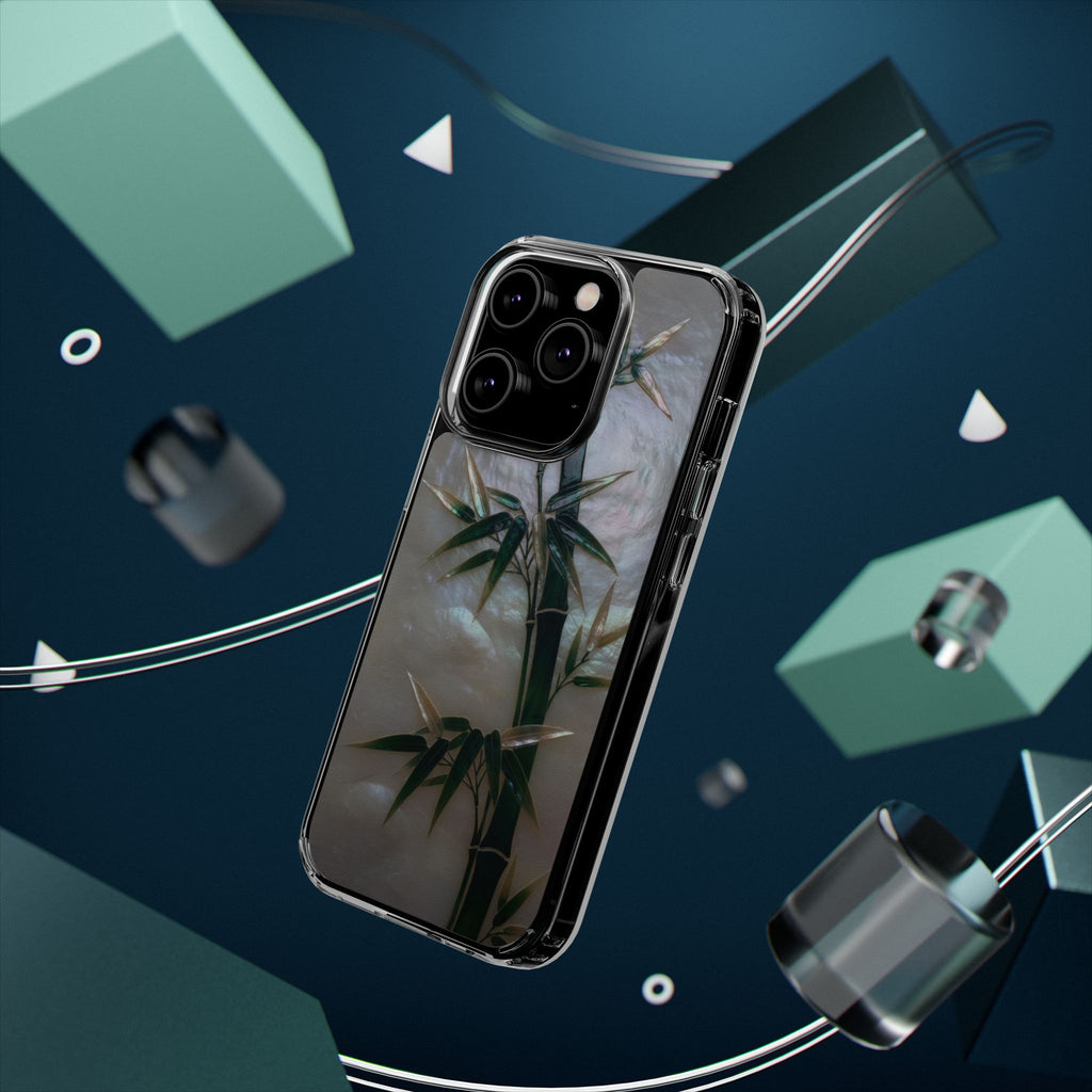 Phone Case, Mother of Pearl Bamboo Floral Design Impact-Resistant Cover, Protective Shell, Unique Gift, Accessories