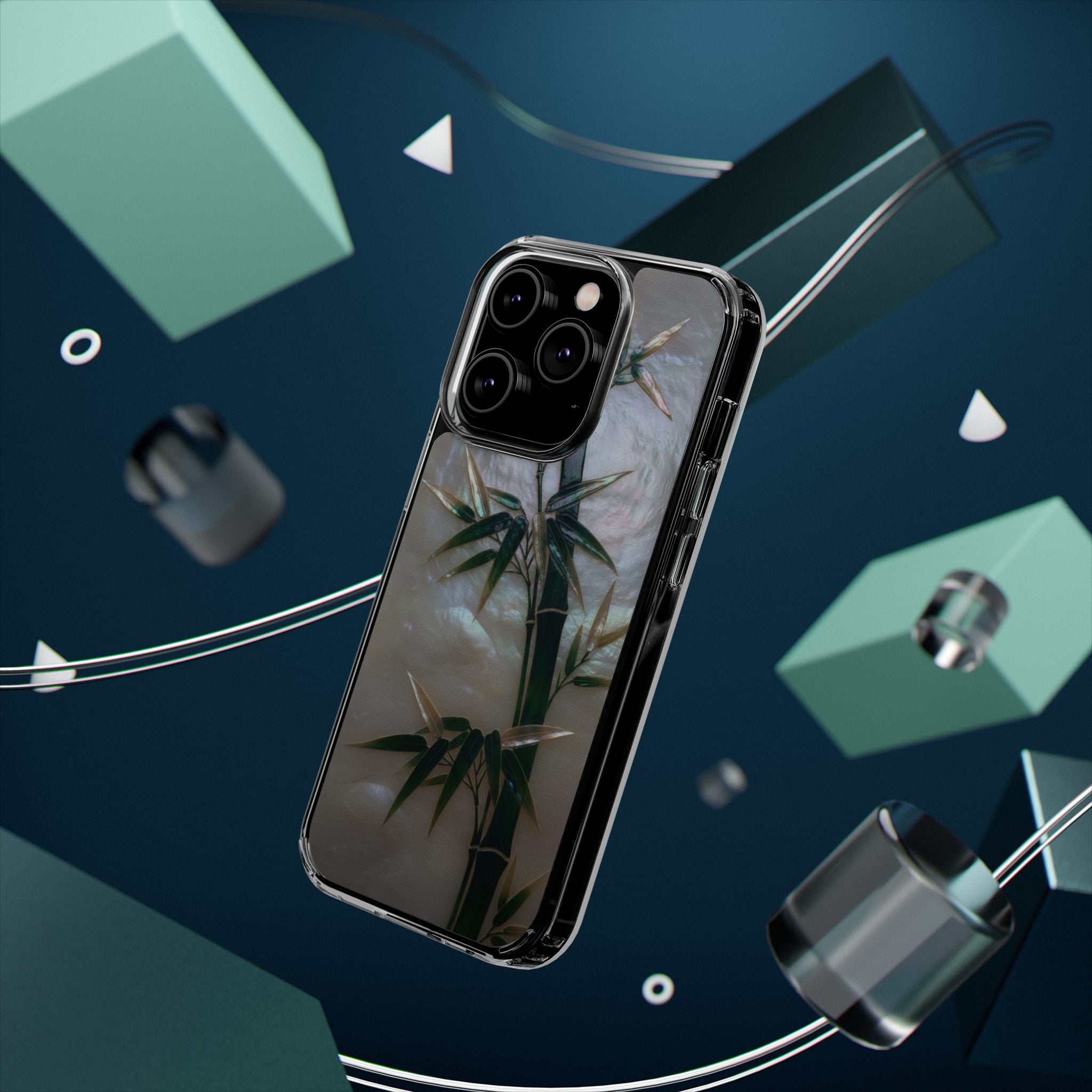 Phone Case, Mother of Pearl Bamboo Floral Design Impact-Resistant Cover, Protective Shell, Unique Gift, Accessories