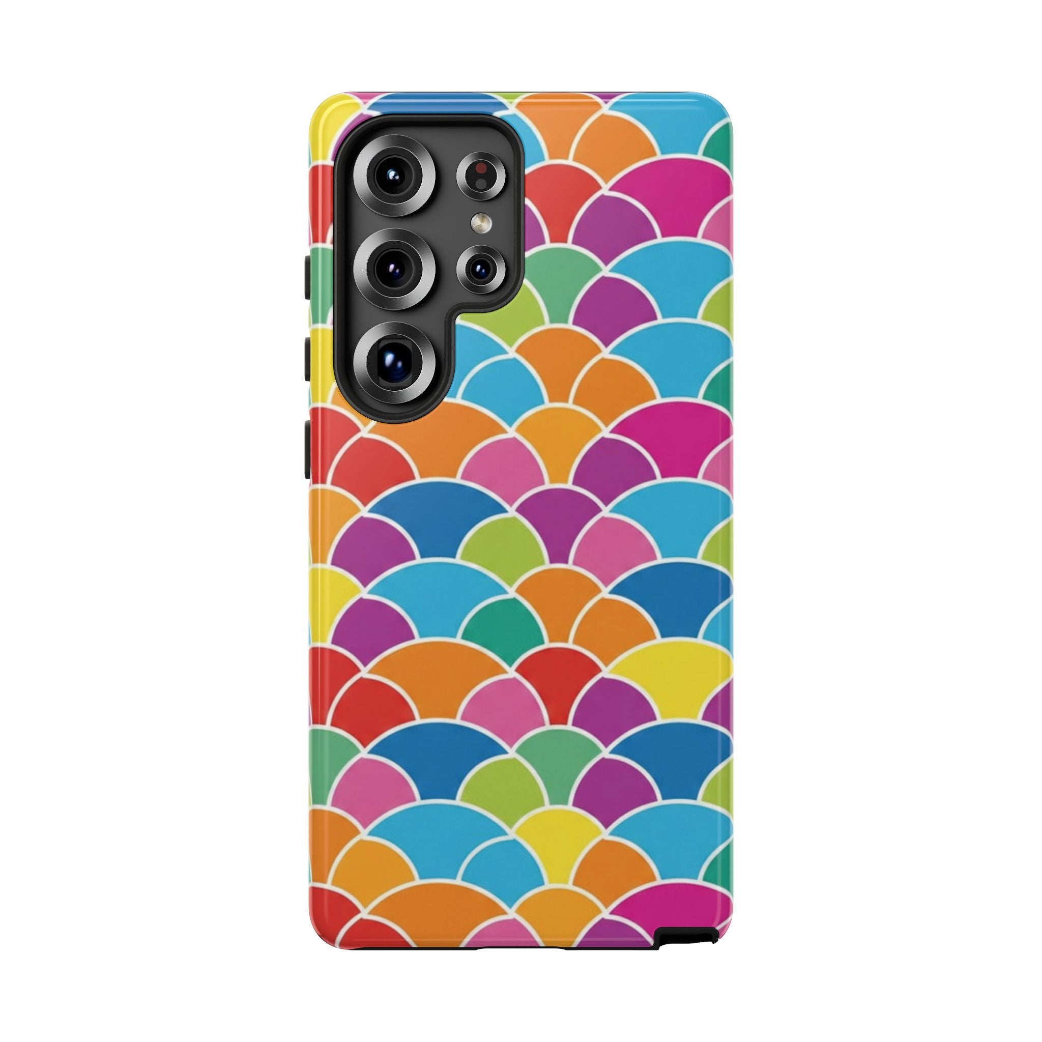 Colorful Scallop Pattern Phone Case Vibrant Protective Mermaid Scales Cover Eye-Catching Abstract Design for Samsung iPhone Pixel Models