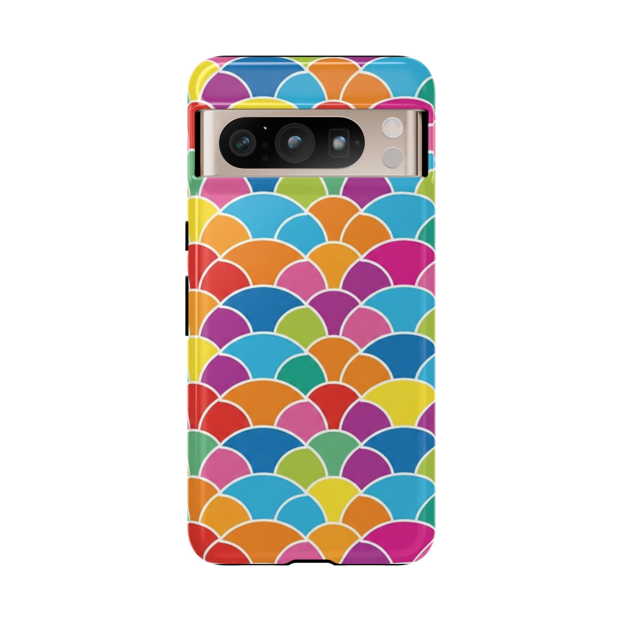 Colorful Scallop Pattern Phone Case Vibrant Protective Mermaid Scales Cover Eye-Catching Abstract Design for Samsung iPhone Pixel Models
