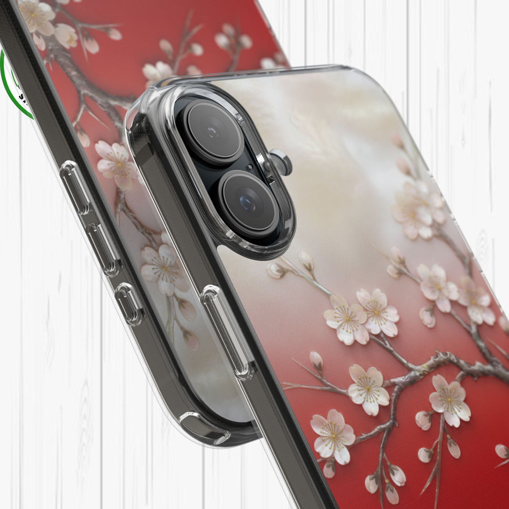 Mother of Pearl Floral Phone Case Elegant Sakura Design Asian Inspired Shell Inlay Artwork Japanese Blossom Decor Mobile Cover