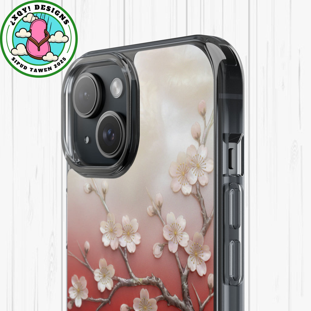Mother of Pearl Floral Phone Case Elegant Sakura Design Asian Inspired Shell Inlay Artwork Japanese Blossom Decor Mobile Cover