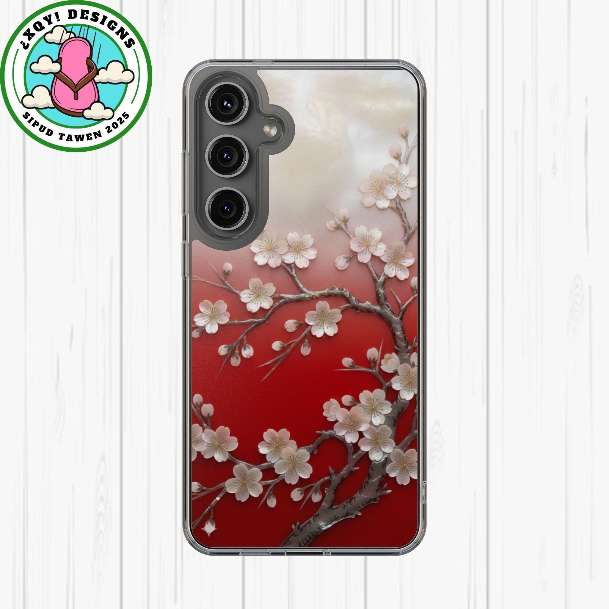 Mother of Pearl Floral Phone Case Elegant Sakura Design Asian Inspired Shell Inlay Artwork Japanese Blossom Decor Mobile Cover