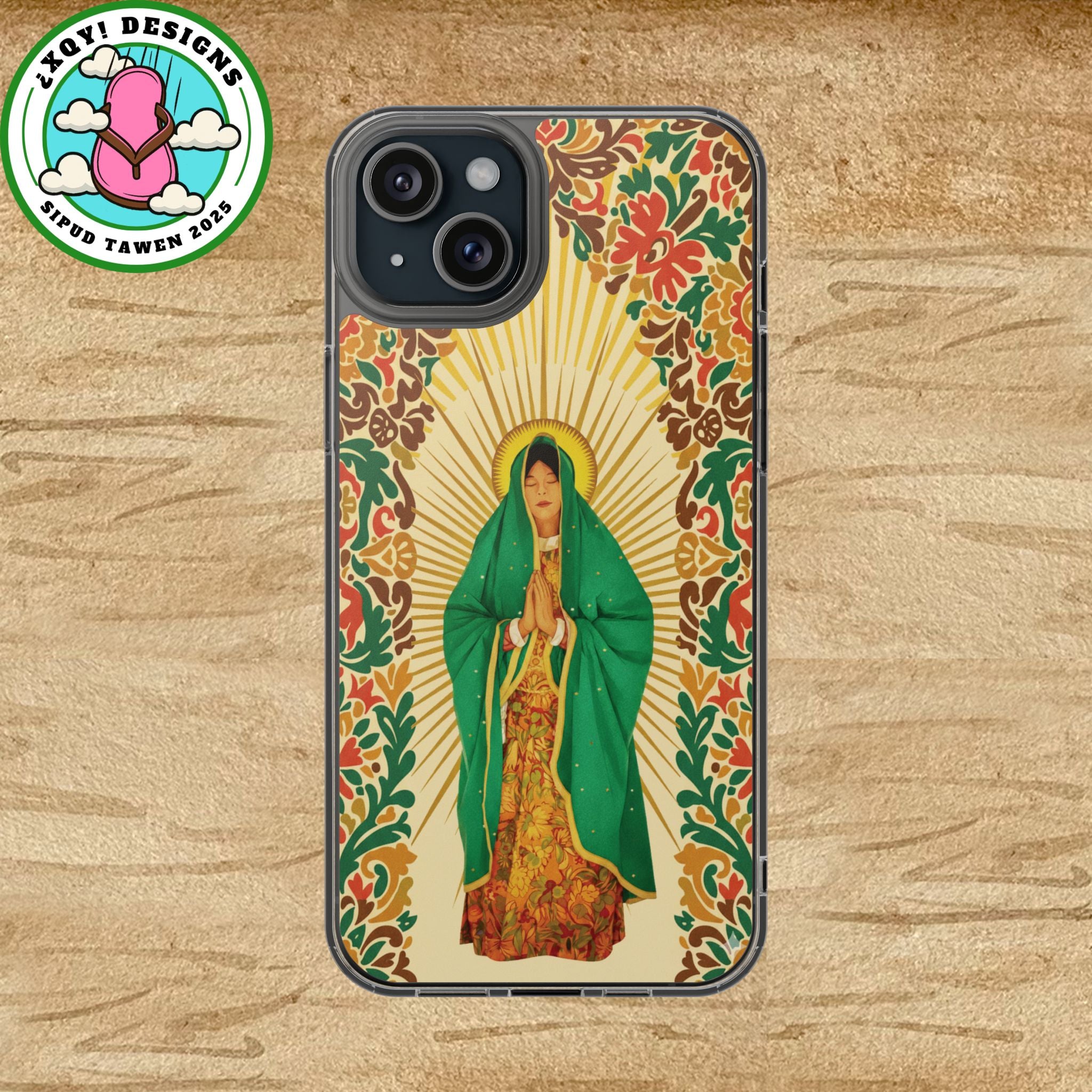 Virgin of Guadalupe Phone Case — Cut-Paper Style Religious Christian iPhone Samsung Pixel