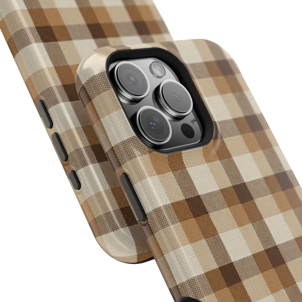 Brown Plaid Pattern Impact-Resistant Case | Checkered Phone Case