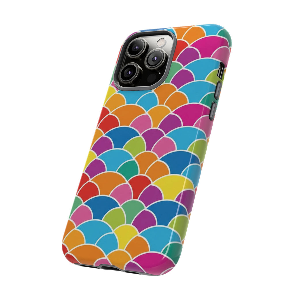 Colorful Scallop Pattern Phone Case Vibrant Protective Mermaid Scales Cover Eye-Catching Abstract Design for Samsung iPhone Pixel Models