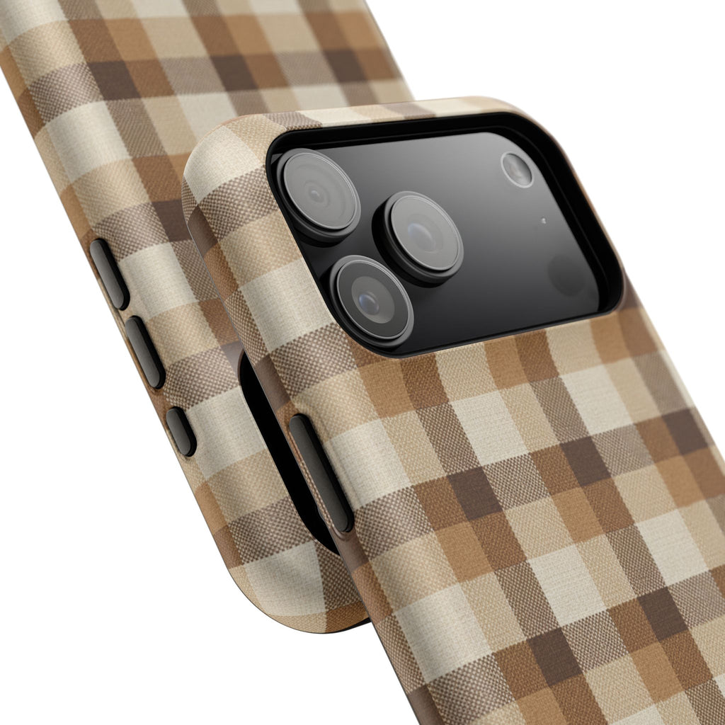 Brown Plaid Pattern Impact-Resistant Case | Checkered Phone Case