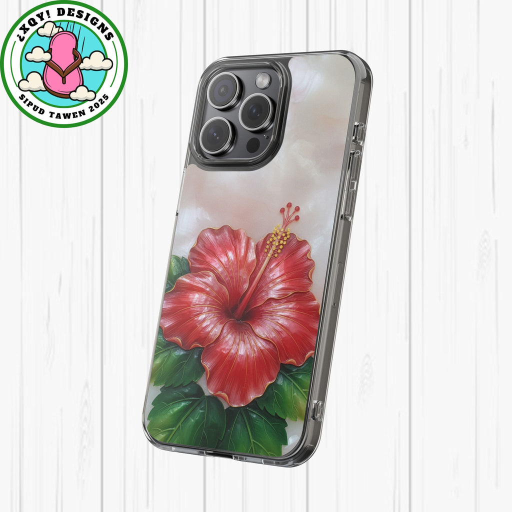Unique Red flower art Phone Case Floral relief carving Red hibiscus sculpture Decorative tropical flower decor vibrant artistic