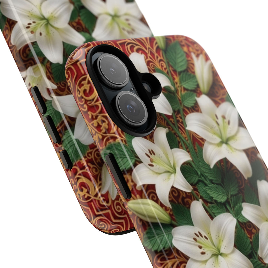 Luxury Lily Phone Case Elegant Floral Ornate Botanical Style Pristine White Bloom Motif Unique Accessory for iPhone Samsung Pixel Devices
