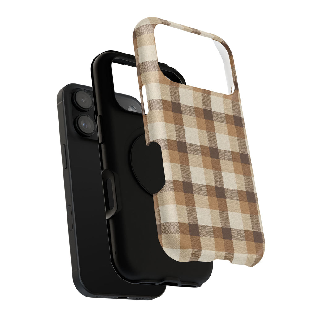 Brown Plaid Pattern Impact-Resistant Case | Checkered Phone Case