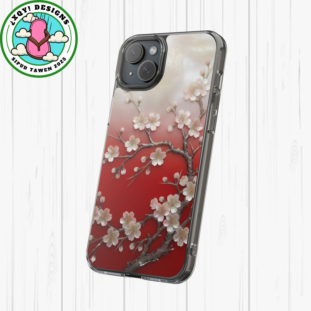 Mother of Pearl Floral Phone Case Elegant Sakura Design Asian Inspired Shell Inlay Artwork Japanese Blossom Decor Mobile Cover