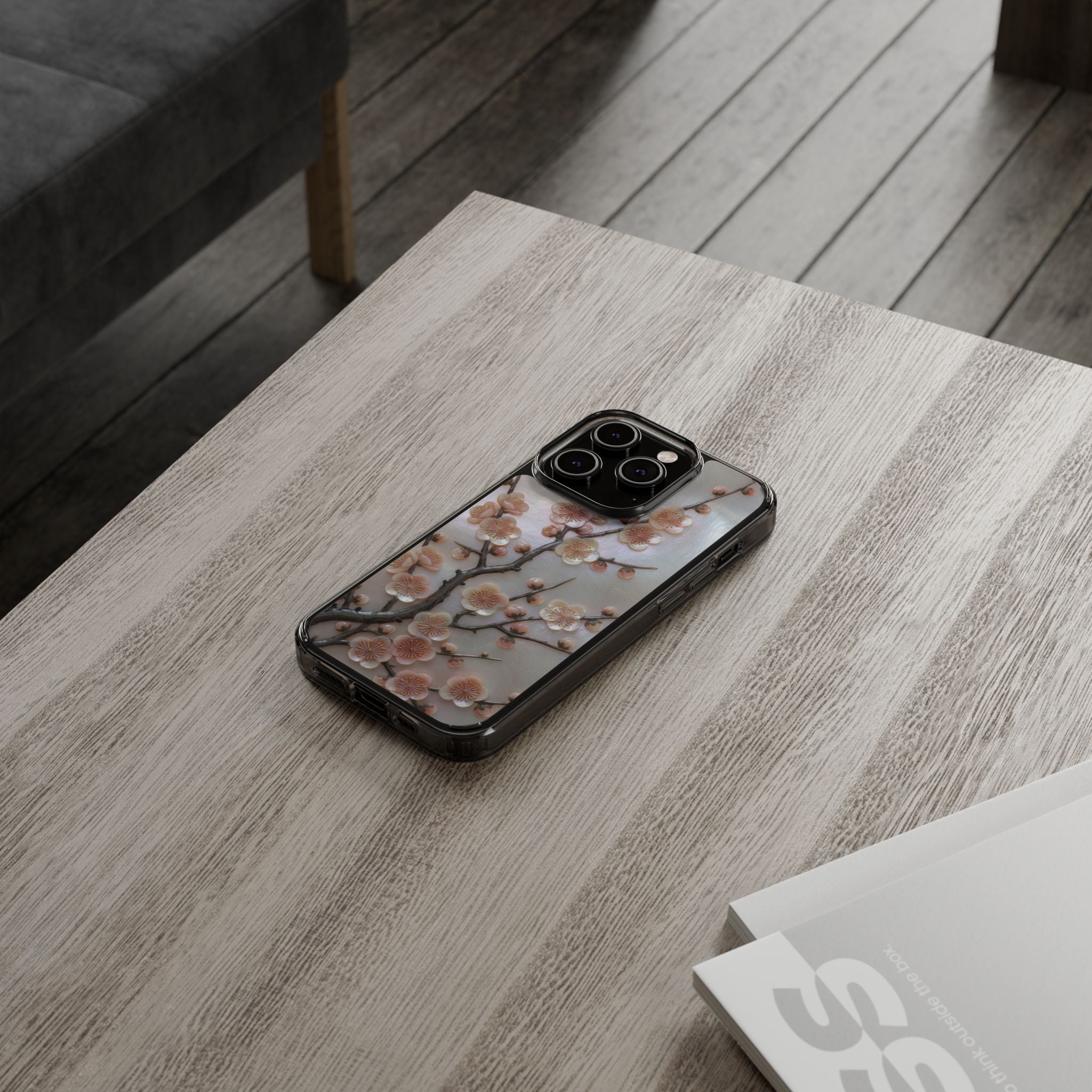 Mother of Pearl Plum Blossom Art Phone Case Nacre Flower Wall Decor Design Iridescent Shell Art Inlay Shimmering Spring Panel Floral Cover