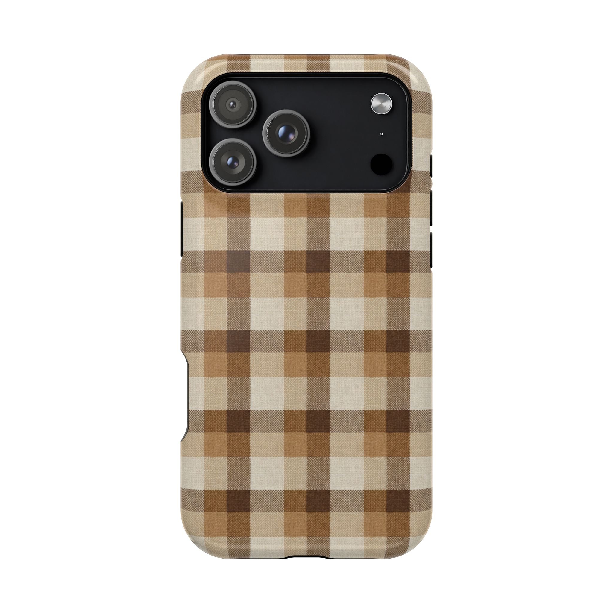 Brown Plaid Pattern Impact-Resistant Case | Checkered Phone Case
