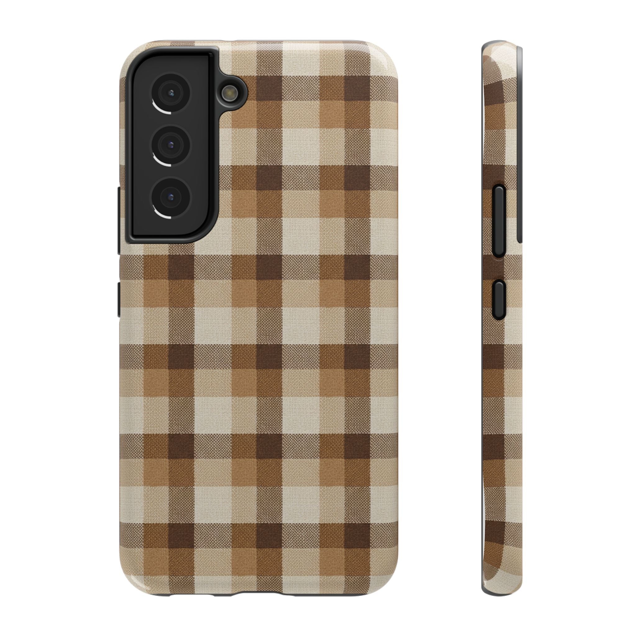 Brown Plaid Pattern Impact-Resistant Case | Checkered Phone Case