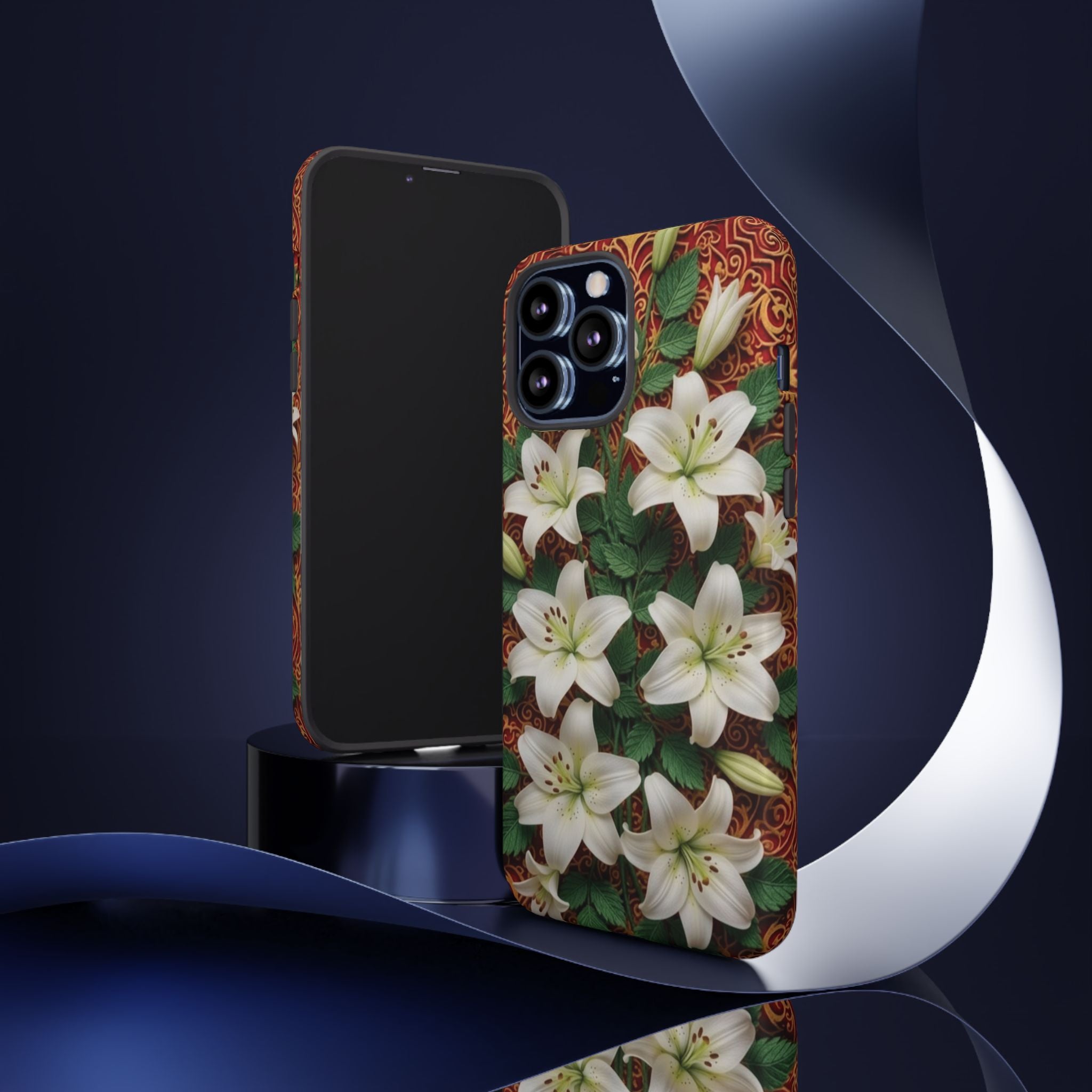 Luxury Lily Phone Case Elegant Floral Ornate Botanical Style Pristine White Bloom Motif Unique Accessory for iPhone Samsung Pixel Devices