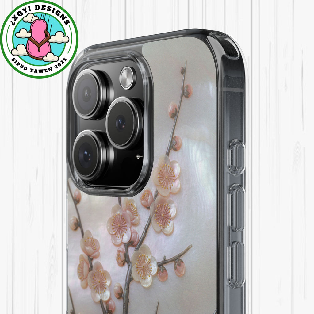 Mother of Pearl Plum Blossom Art Phone Case Nacre Flower Wall Decor Design Iridescent Shell Art Inlay Shimmering Spring Panel Floral Cover