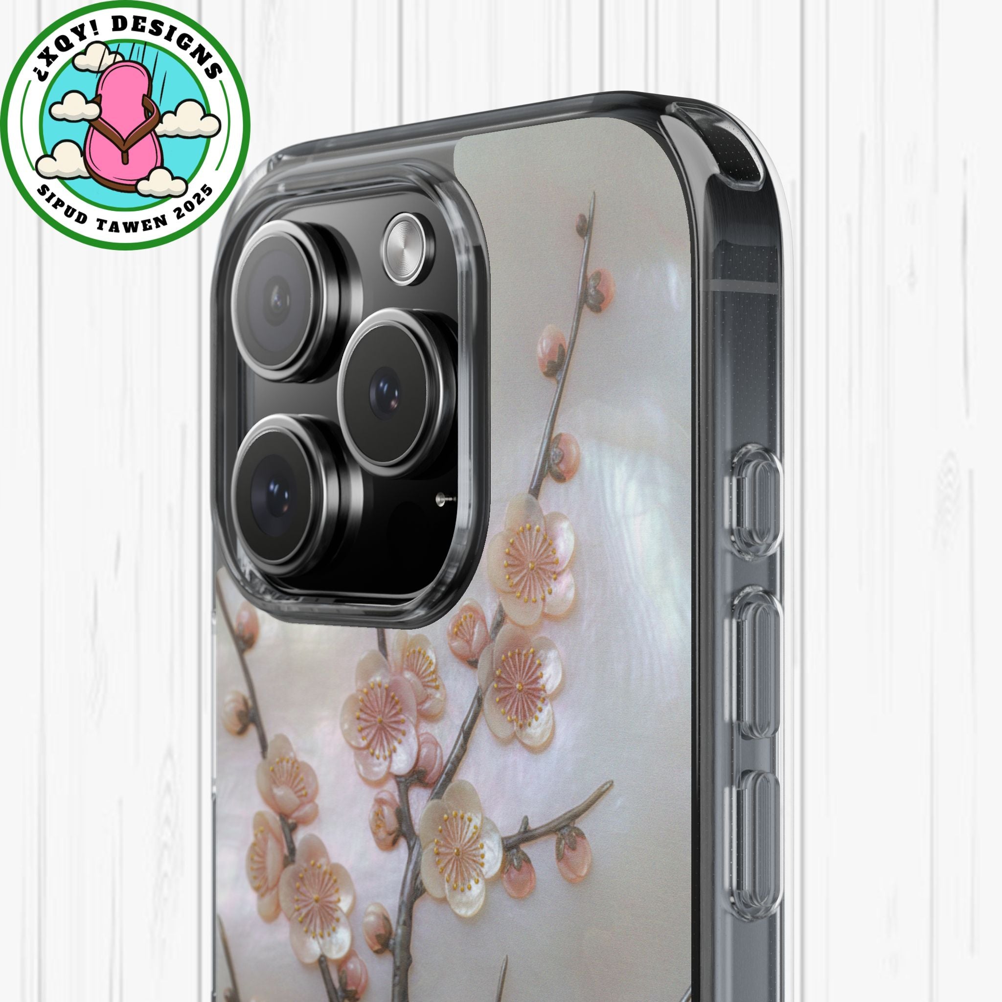 Mother of Pearl Plum Blossom Art Phone Case Nacre Flower Wall Decor Design Iridescent Shell Art Inlay Shimmering Spring Panel Floral Cover