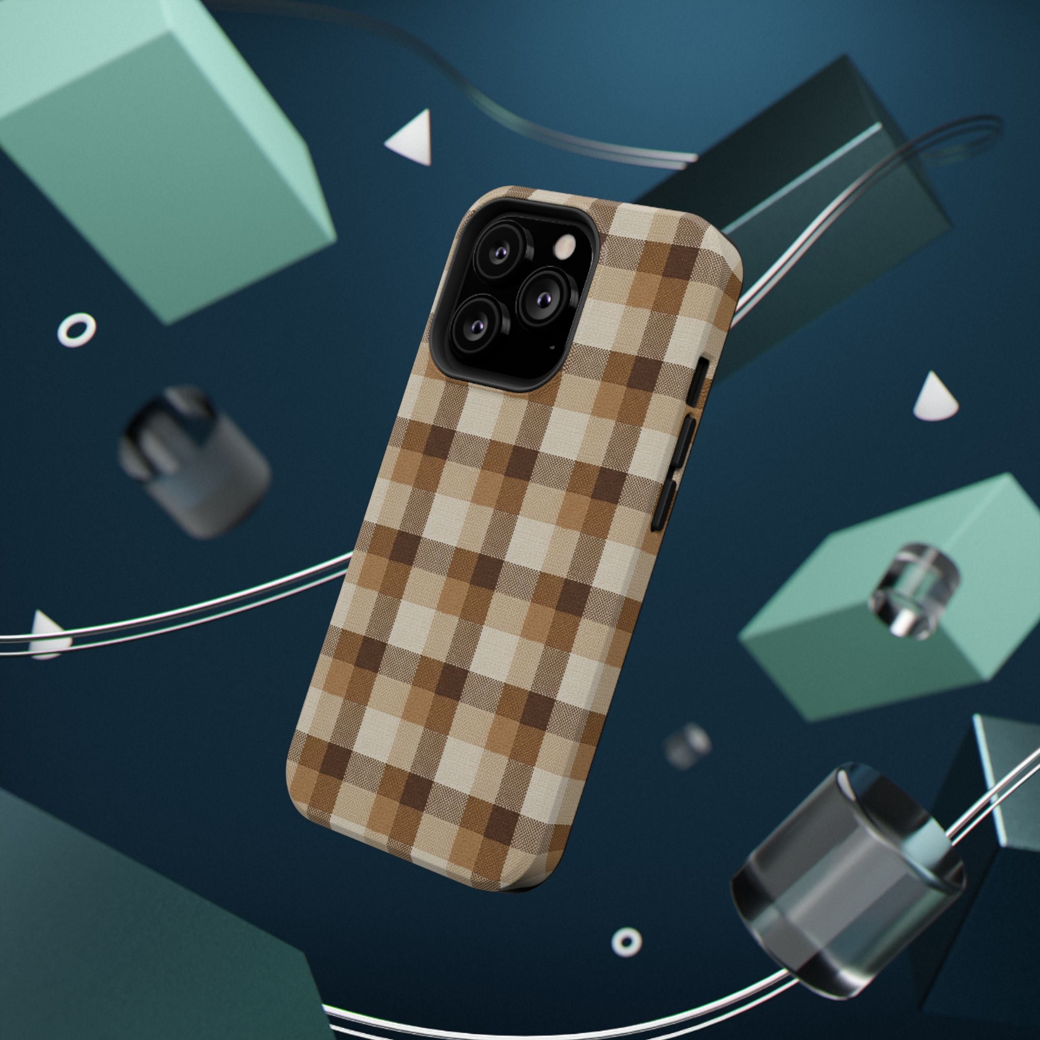 Brown Plaid Pattern Impact-Resistant Case | Checkered Phone Case