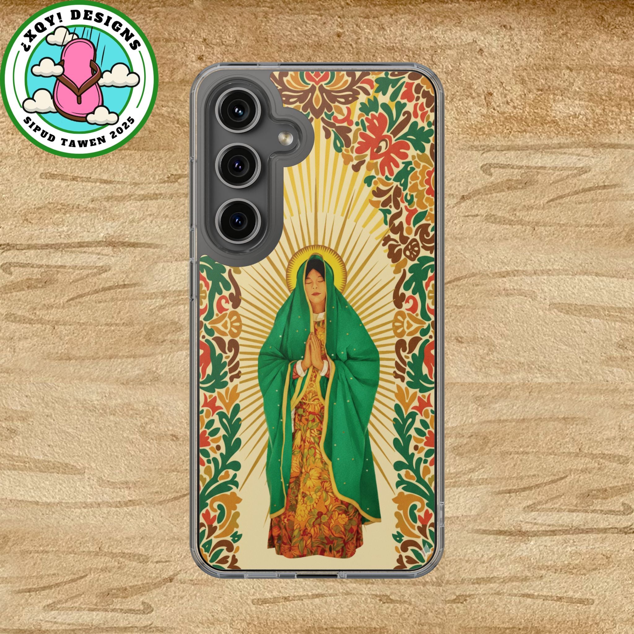 Virgin of Guadalupe Phone Case — Cut-Paper Style Religious Christian iPhone Samsung Pixel