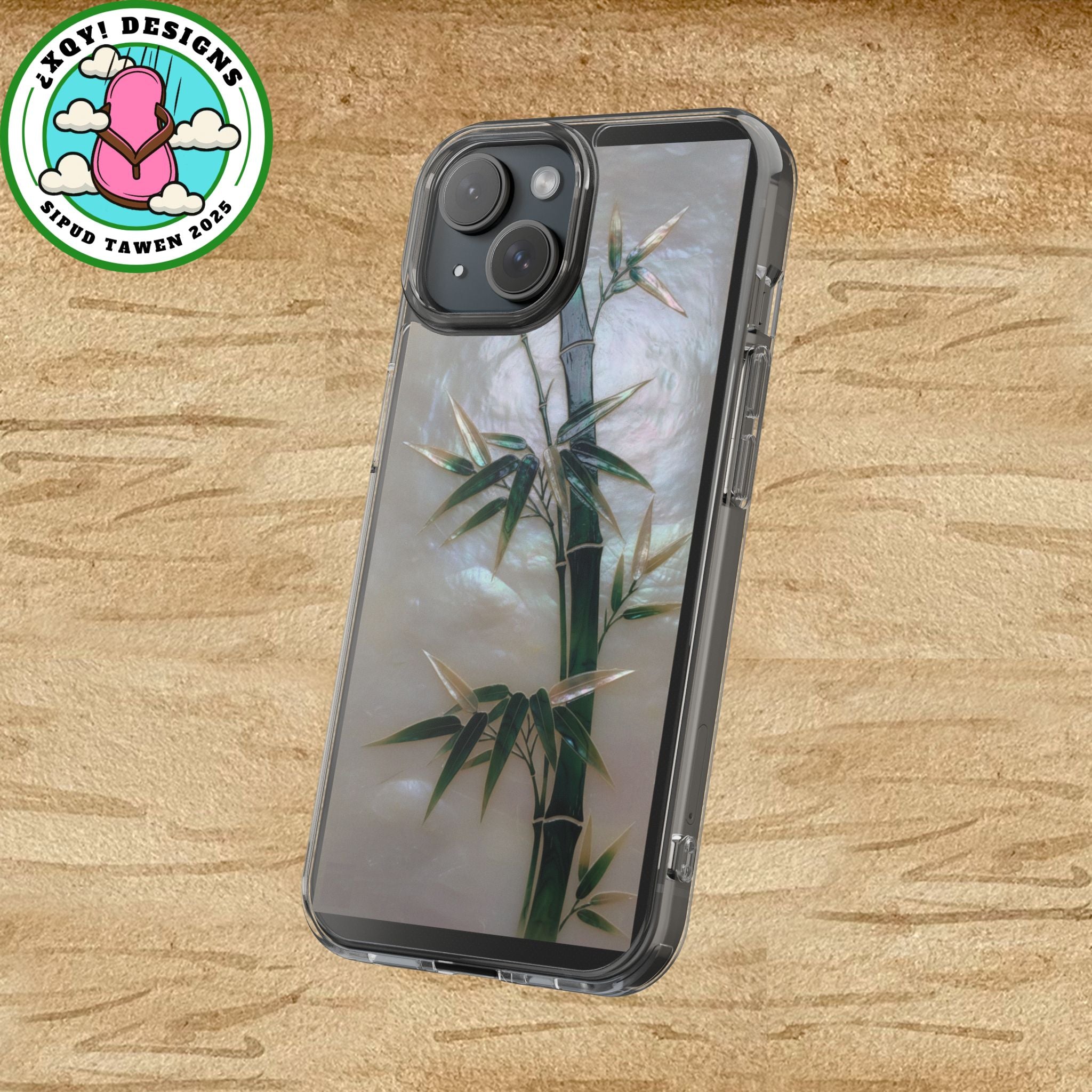 Phone Case, Mother of Pearl Bamboo Floral Design Impact-Resistant Cover, Protective Shell, Unique Gift, Accessories
